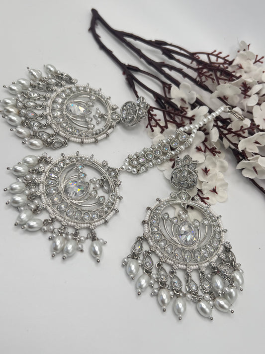 Finest Polki Earrings & Tikka