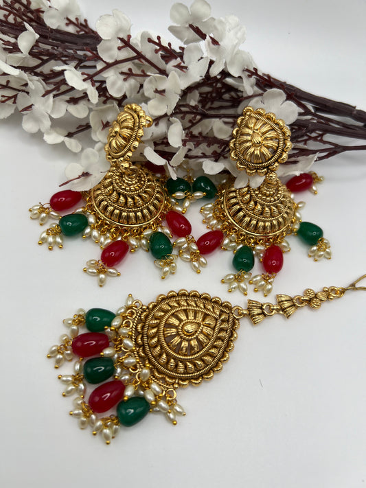 Ramya Traditional jhumkas & Tikka