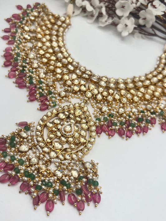 Pachi kundan bridal set