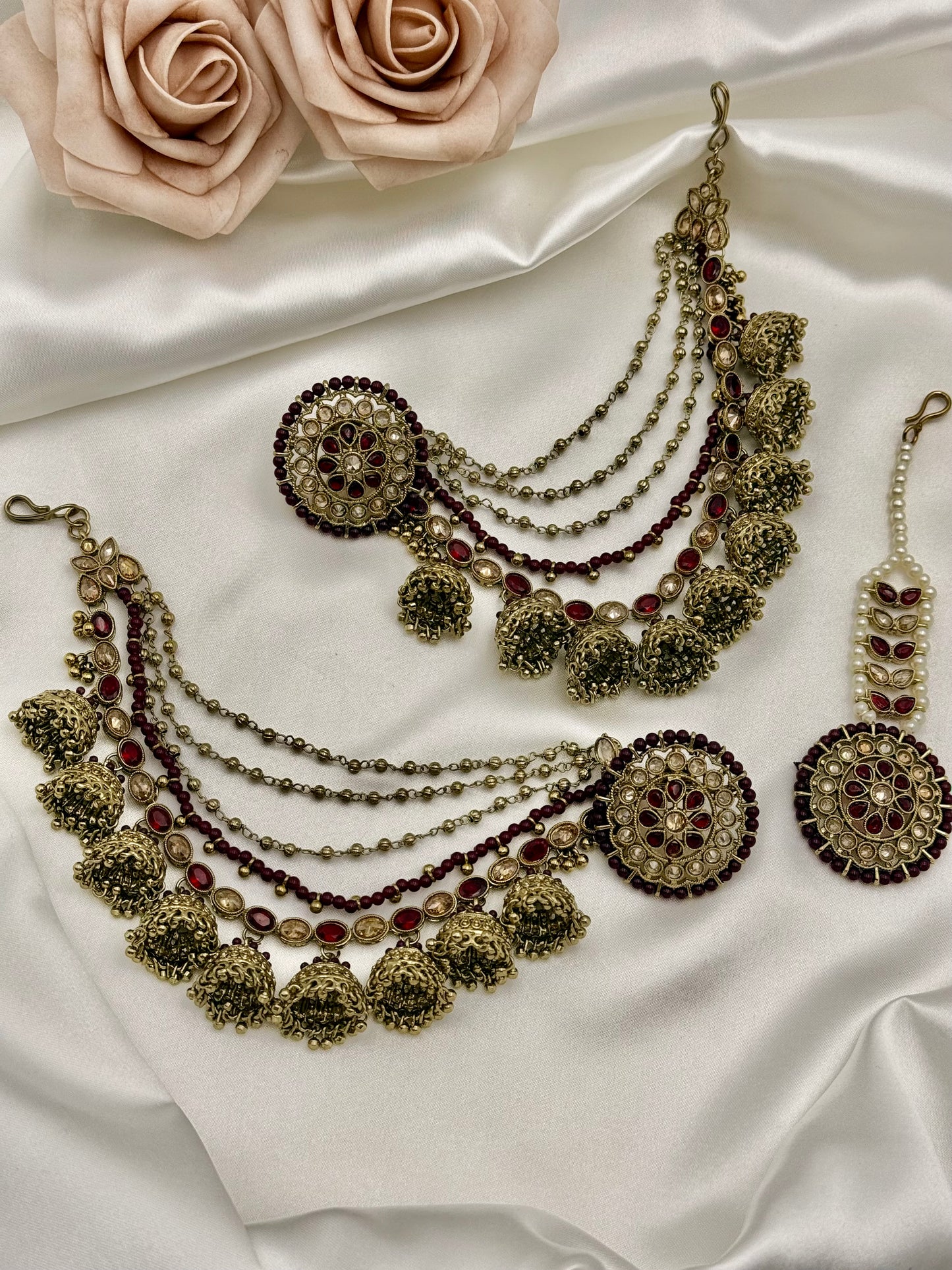 Hasina Polki Bahubali Earrings & Tikka