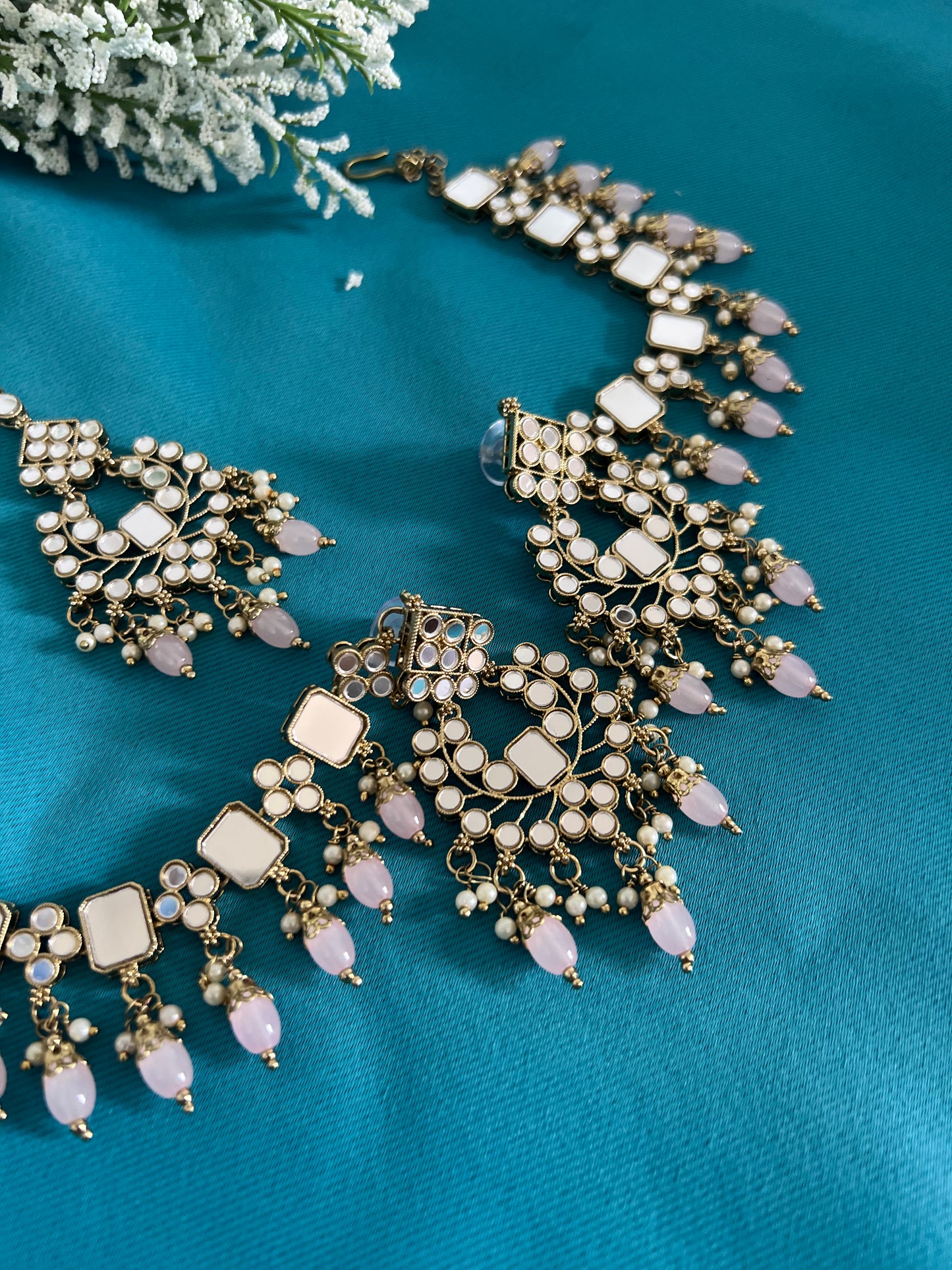 Nyra Mirror Earrings bahubali style & Tikka