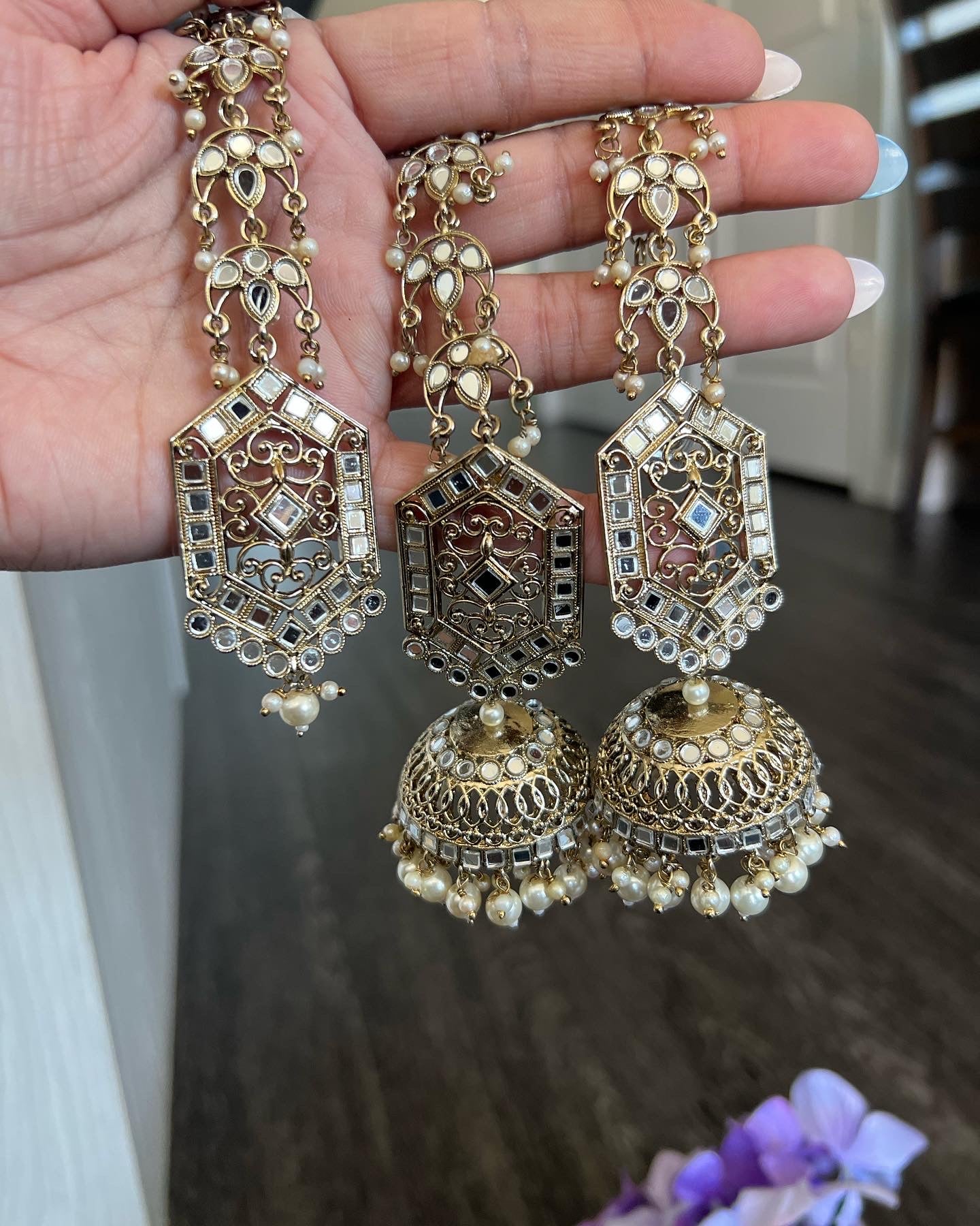 Mirror jhumki and Tikka