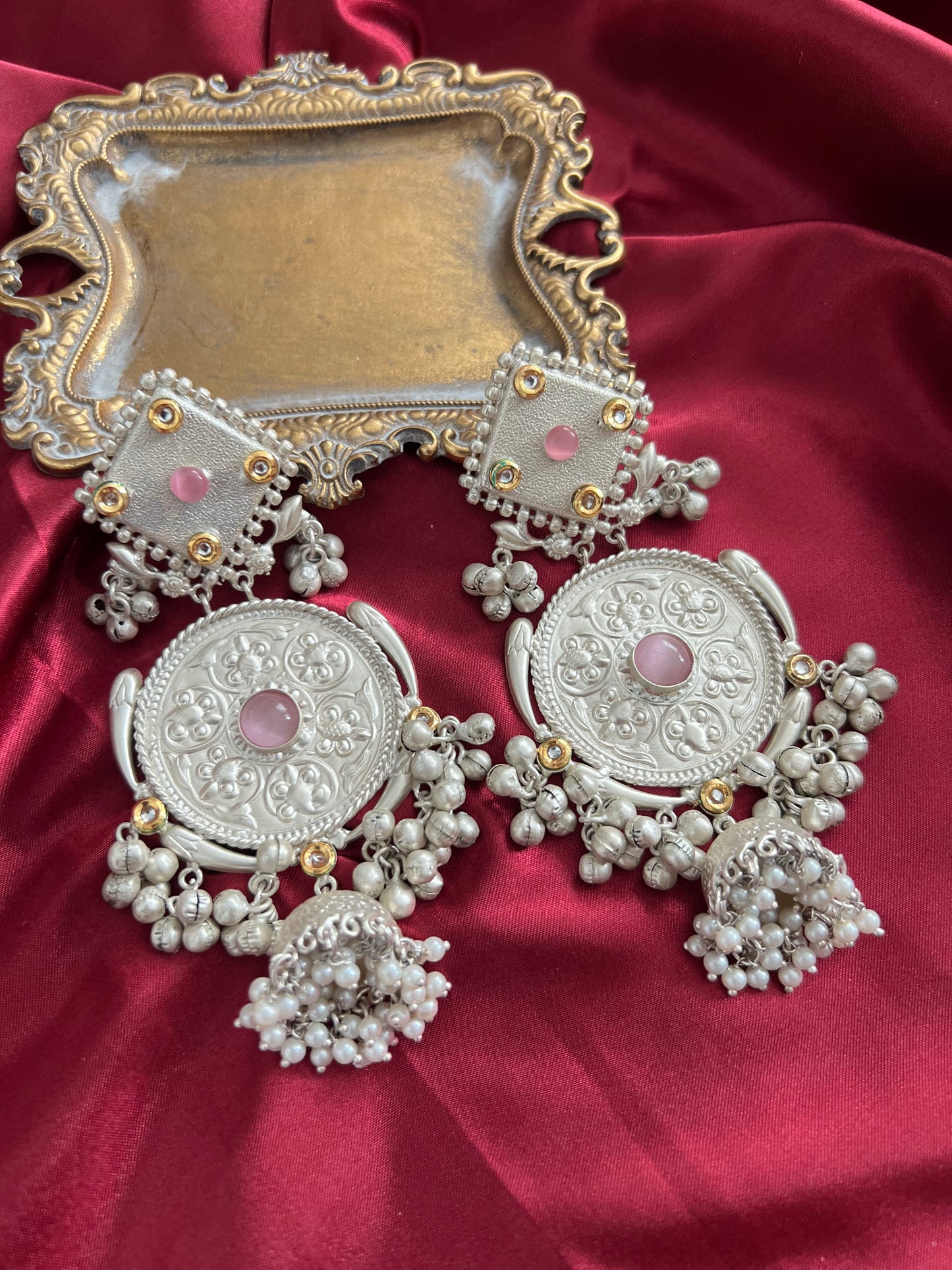 Varsha Silver Plated Oversized Earrings