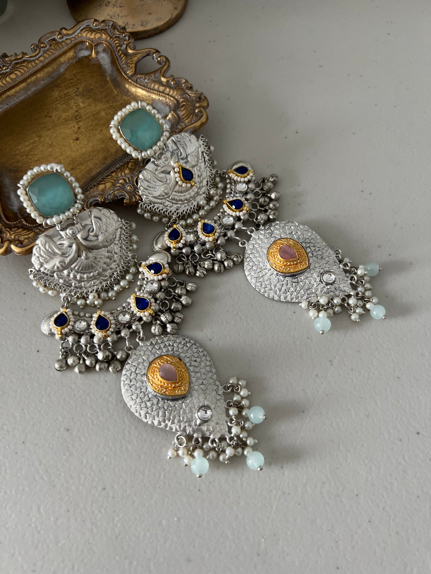 Saima Oversized Silver Plated Earrings