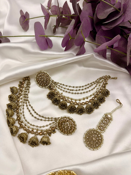 Hasina Polki Bahubali Earrings & Tikka