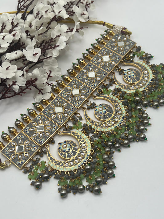 Aalam Kundan and Meenakari Choker set