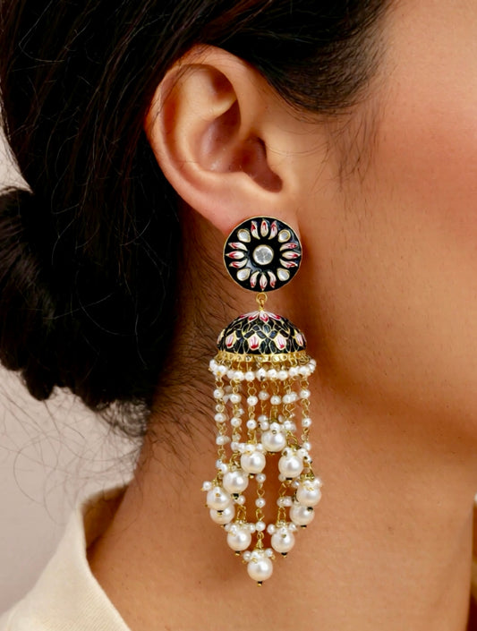 Kundan & Meena Jhumkas