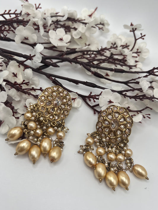 Finest Polki Earrings & Tikka