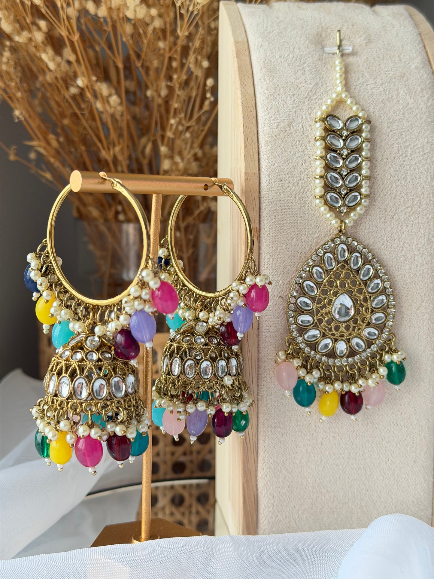 Kundan Bali Jhumkas & Tikka