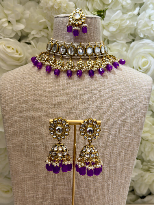 Kundan Choker and Jhumki Tikka Set