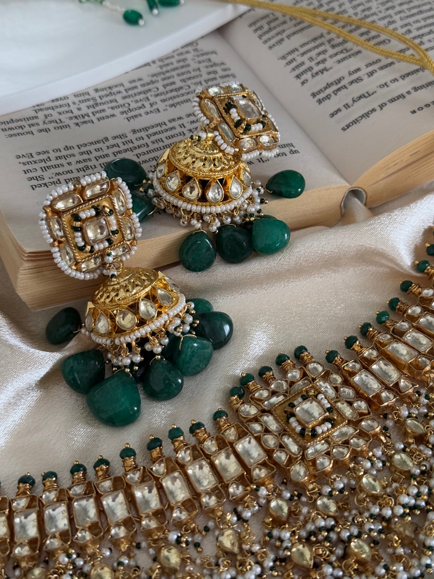Zaheen necklace and Jhumki pachi kundan Set