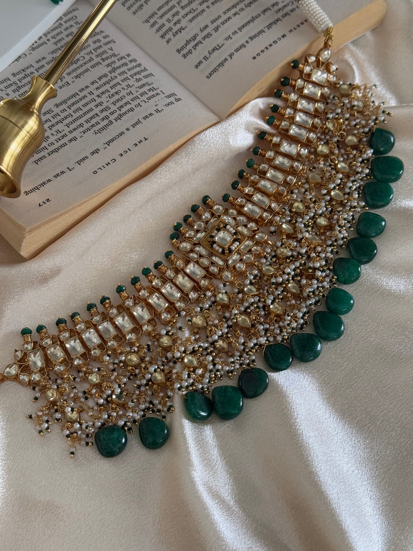 Zaheen necklace and Jhumki pachi kundan Set