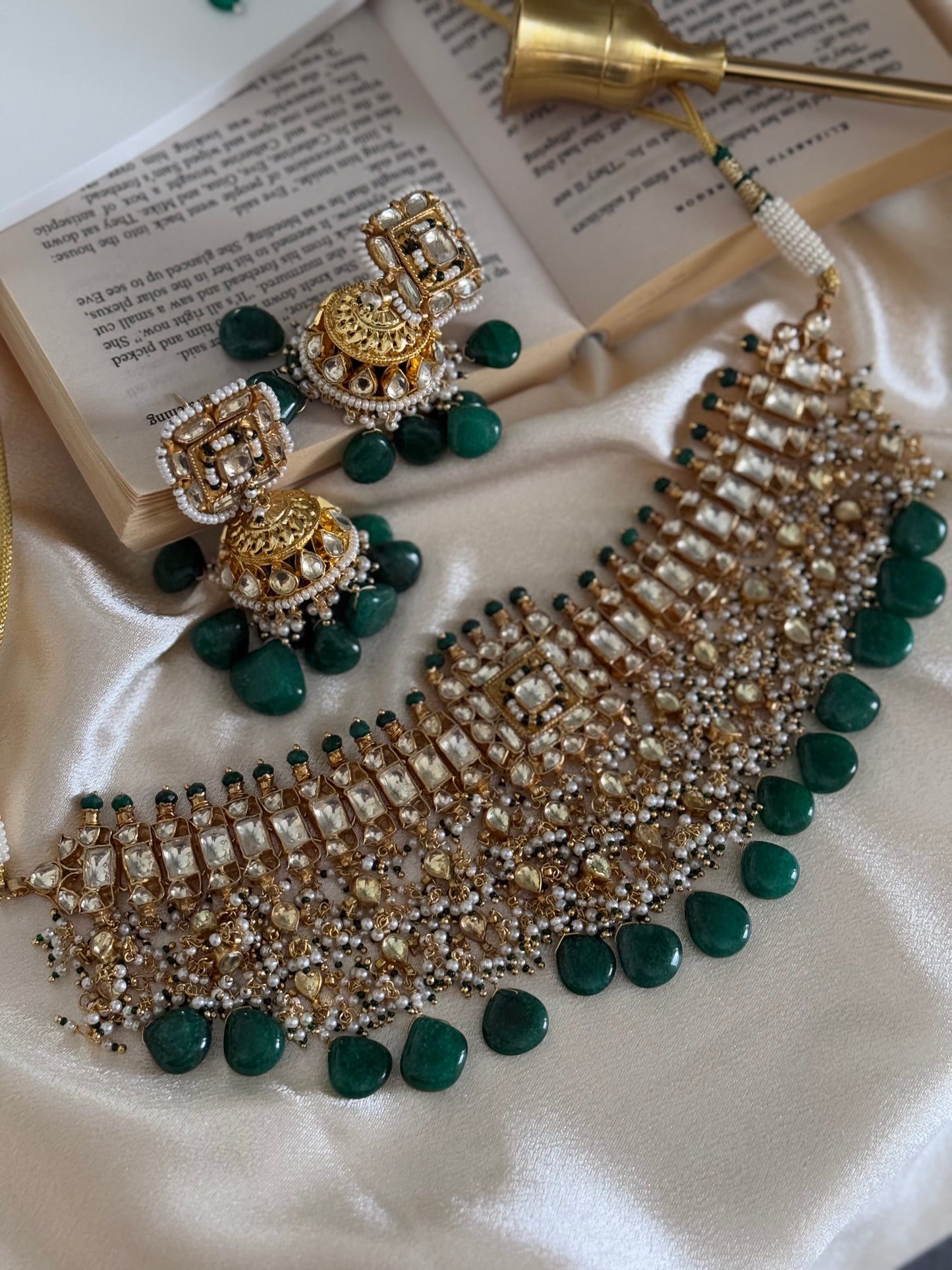 Zaheen necklace and Jhumki pachi kundan Set