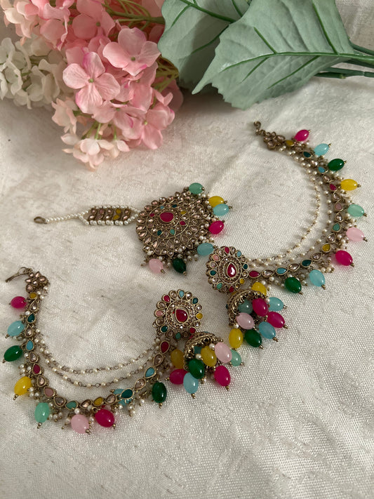 Izal Polki Bahubali jhumki & Tikka