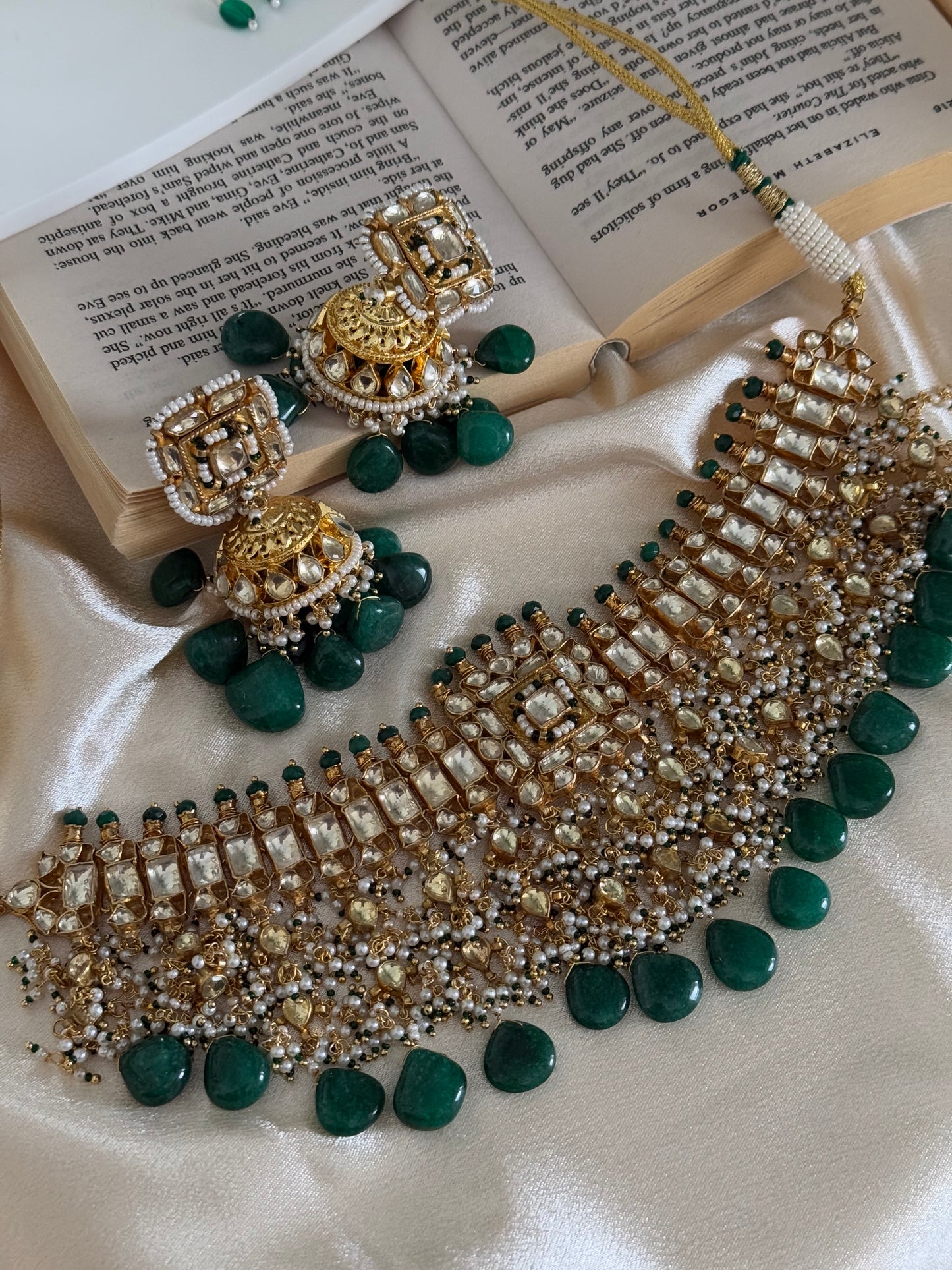 Zaheen necklace and Jhumki pachi kundan Set