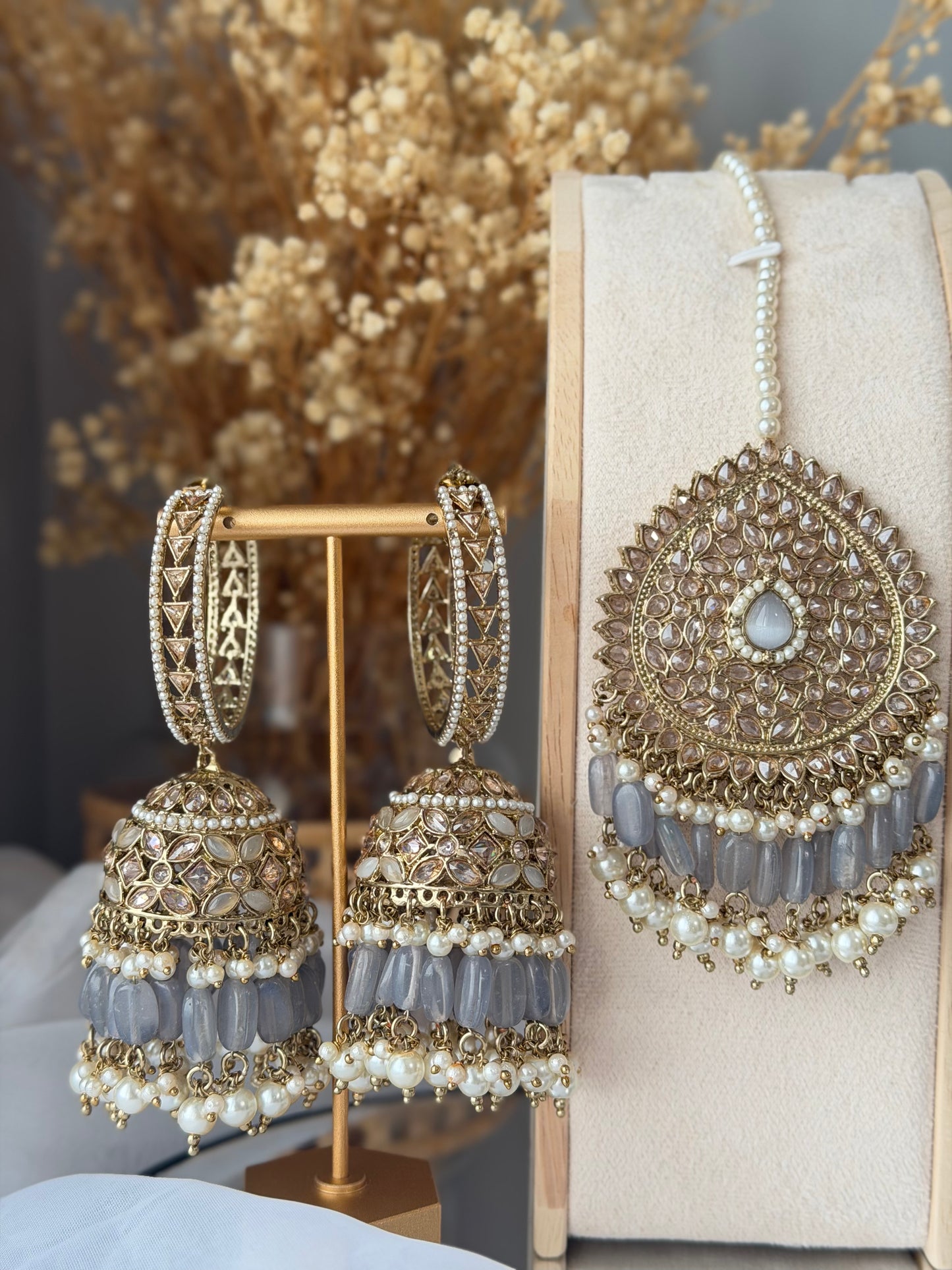 Polki Bali Jhumkas & Tikka