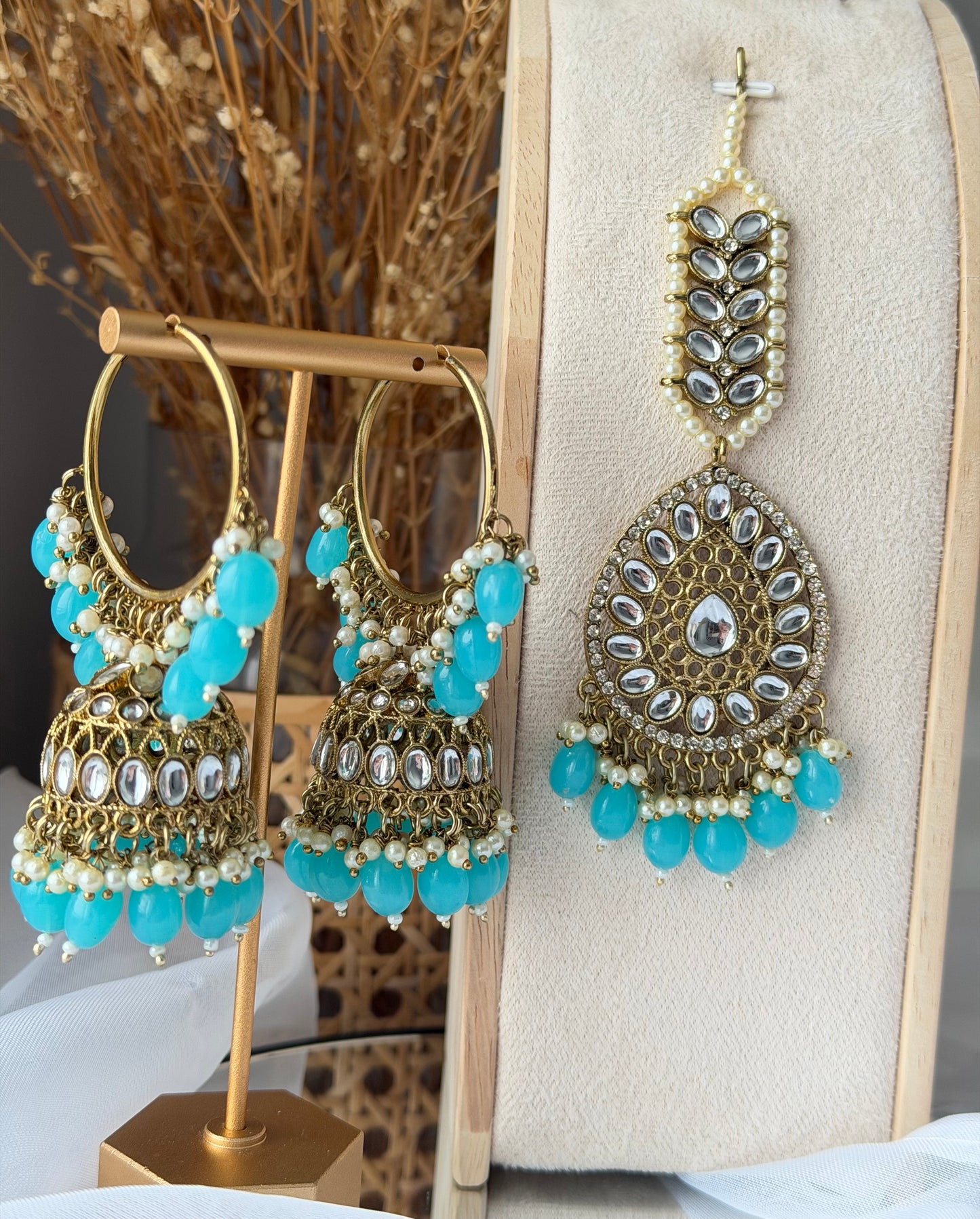 Kundan Bali Jhumkas & Tikka
