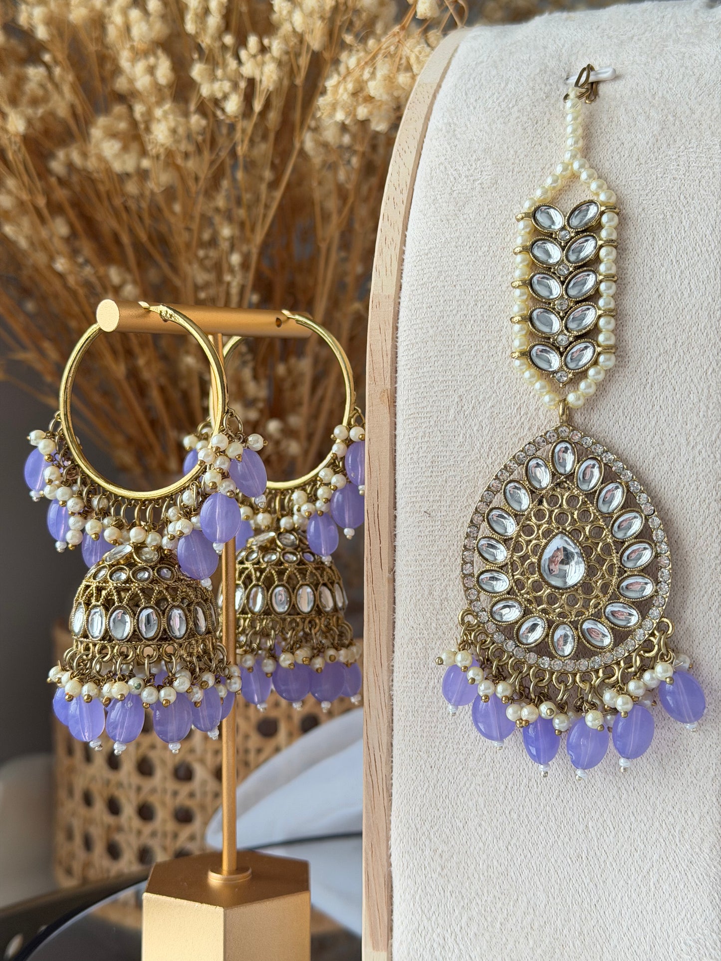 Kundan Bali Jhumkas & Tikka