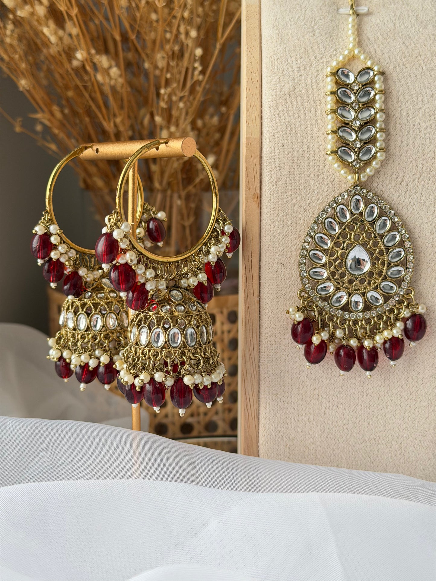 Kundan Bali Jhumkas & Tikka