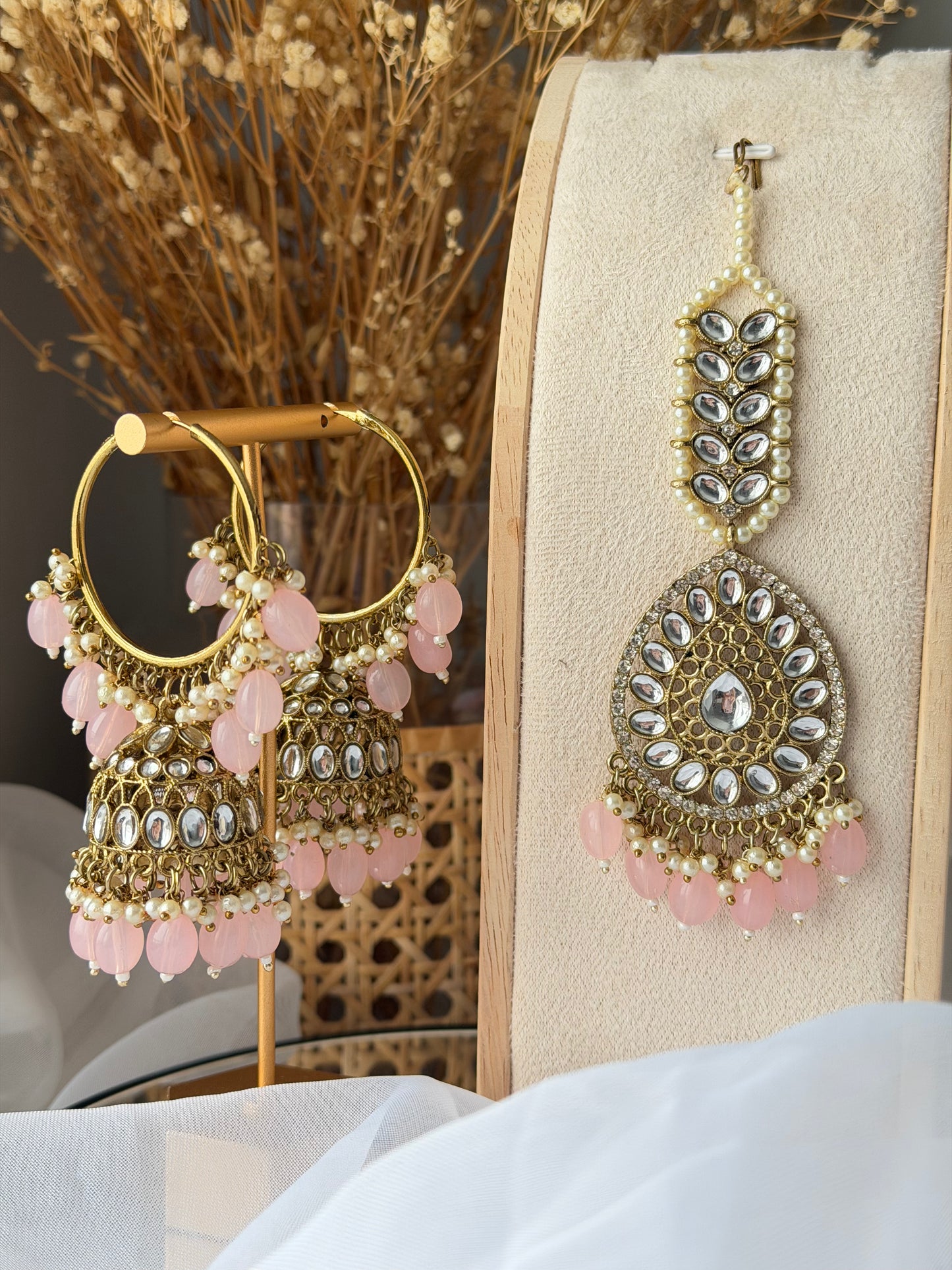 Kundan Bali Jhumkas & Tikka