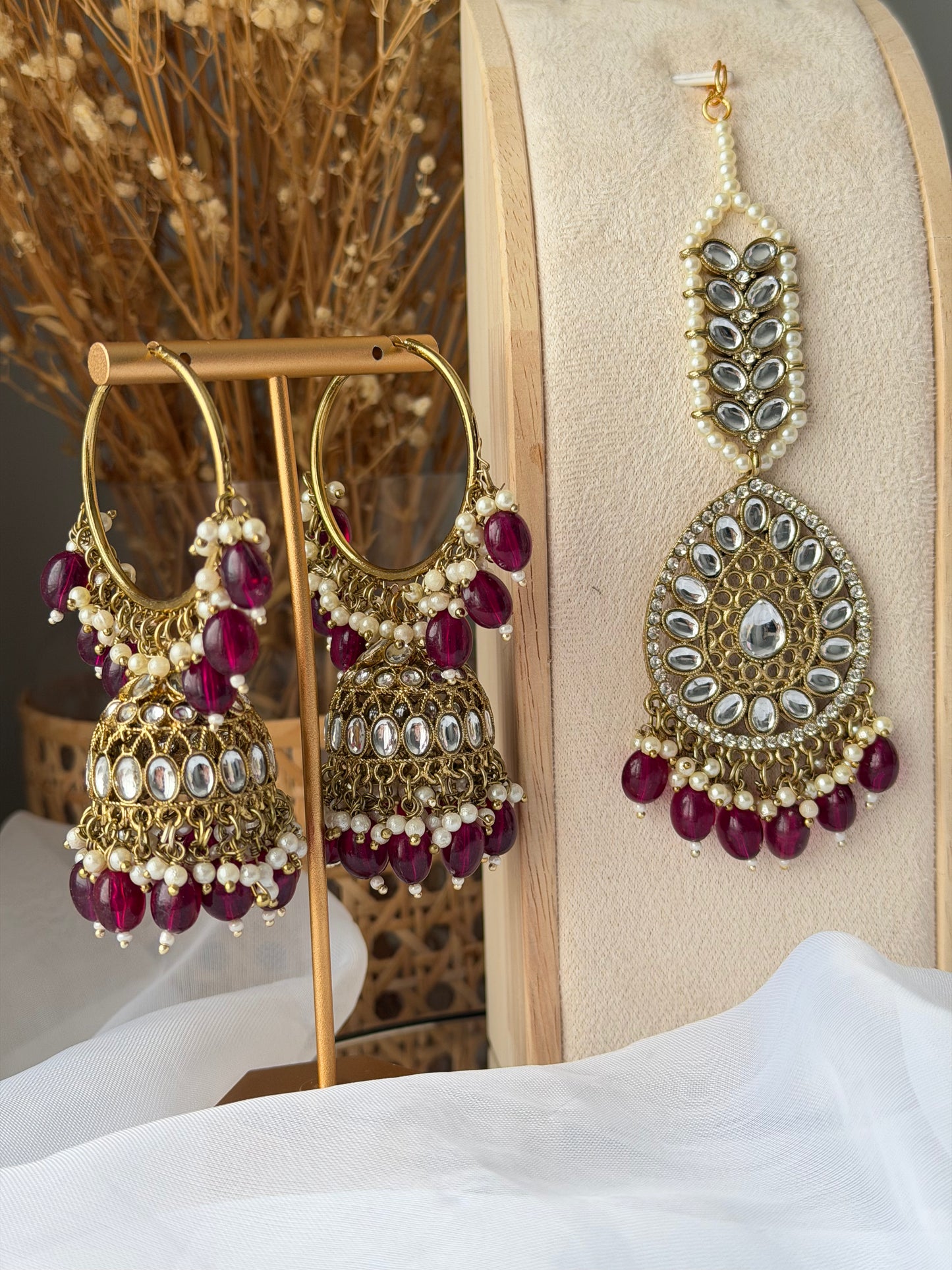 Kundan Bali Jhumkas & Tikka