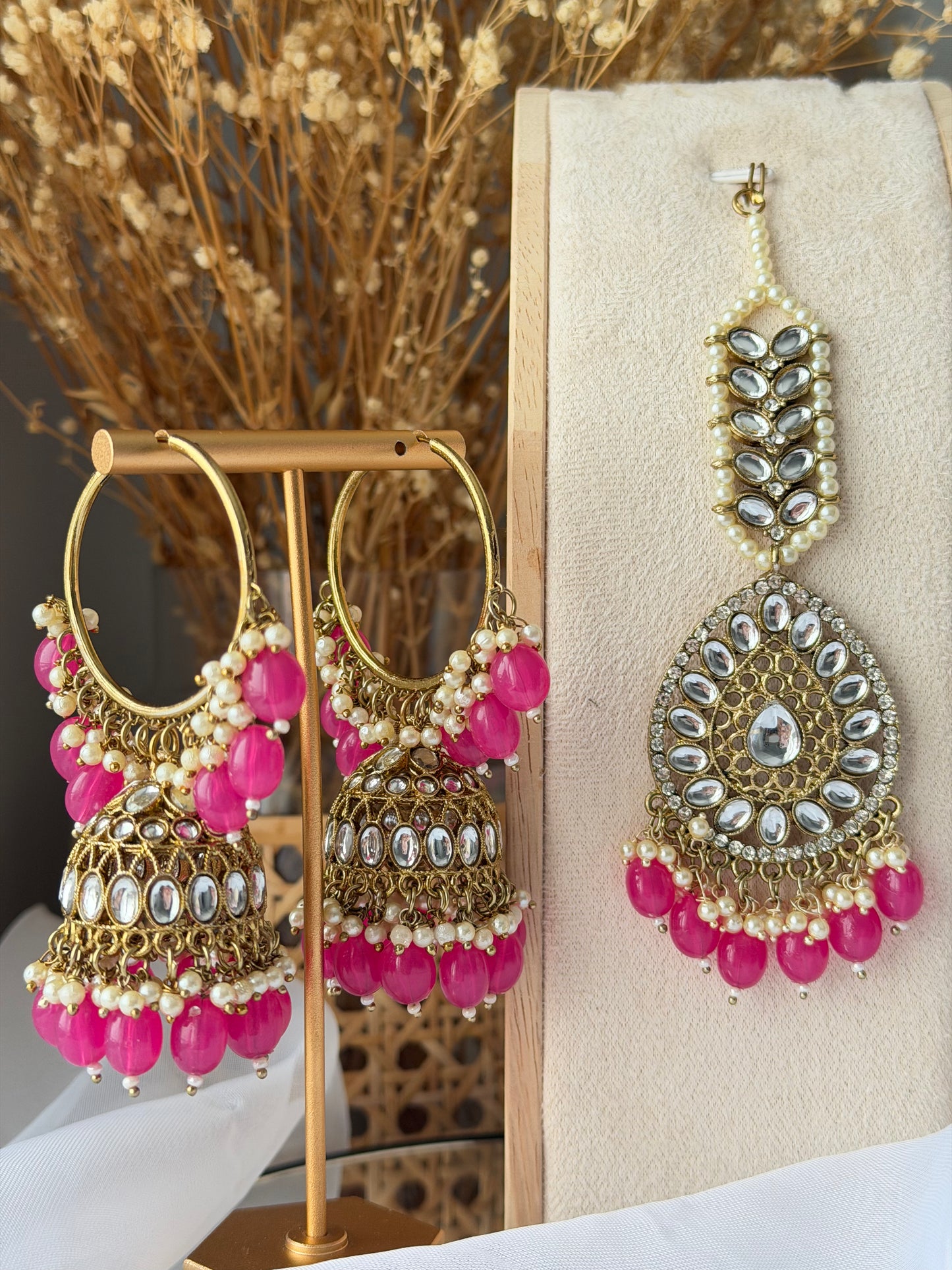 Kundan Bali Jhumkas & Tikka