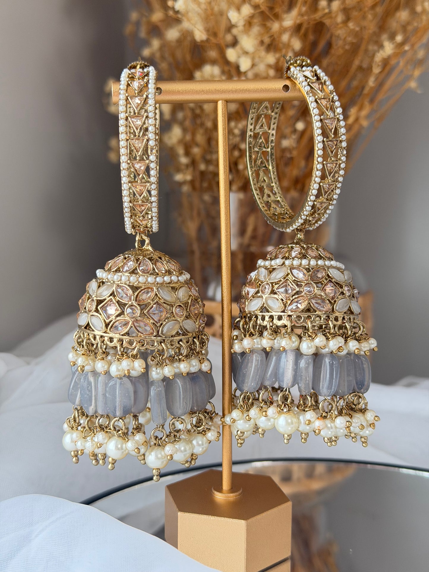 Polki Bali Jhumkas & Tikka