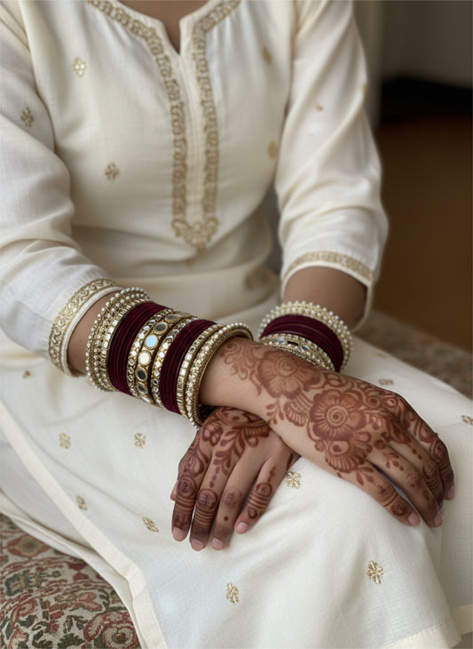 Jenny velvet & mirror bangle Set