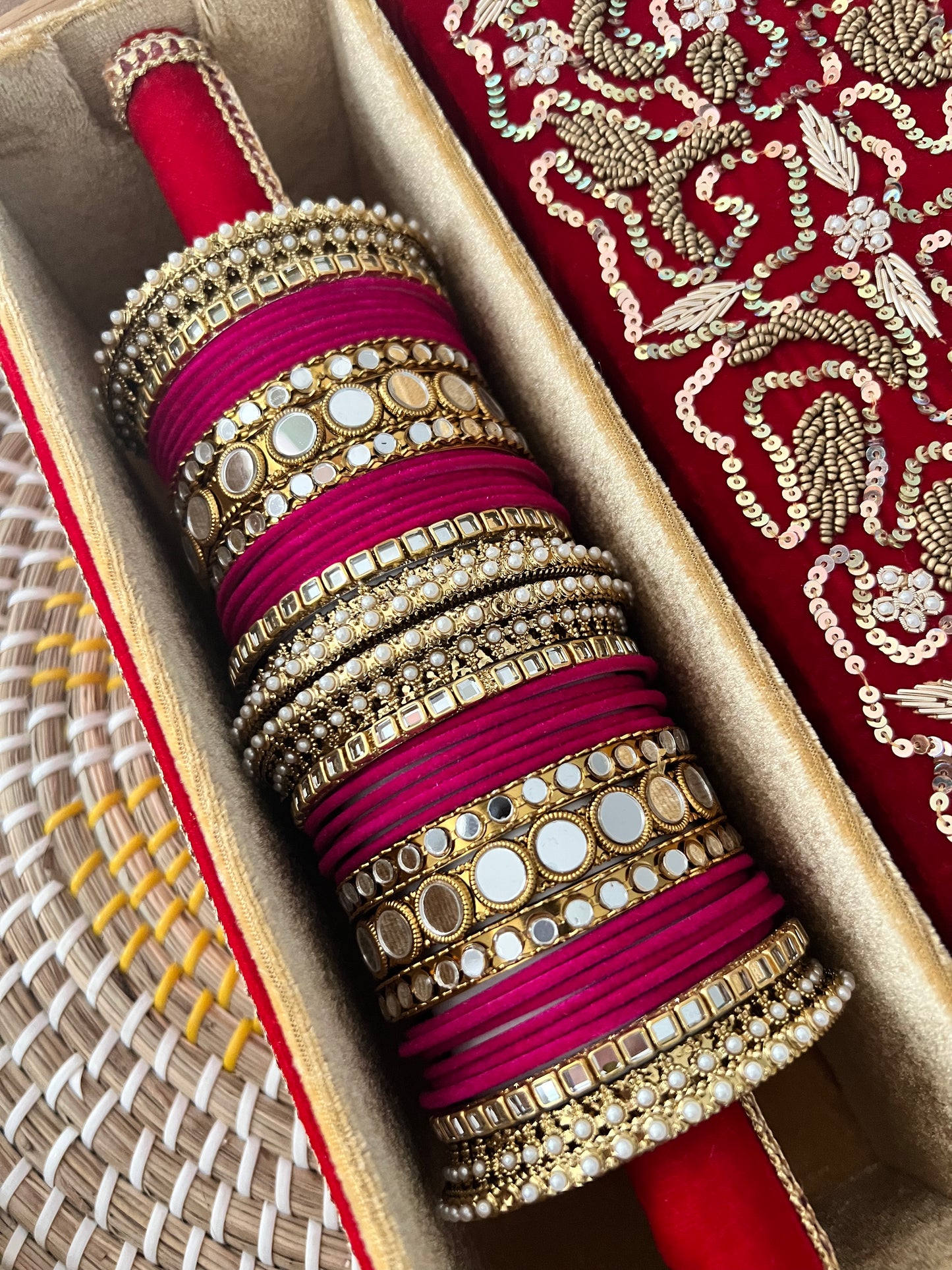 Jenny velvet & mirror bangle Set