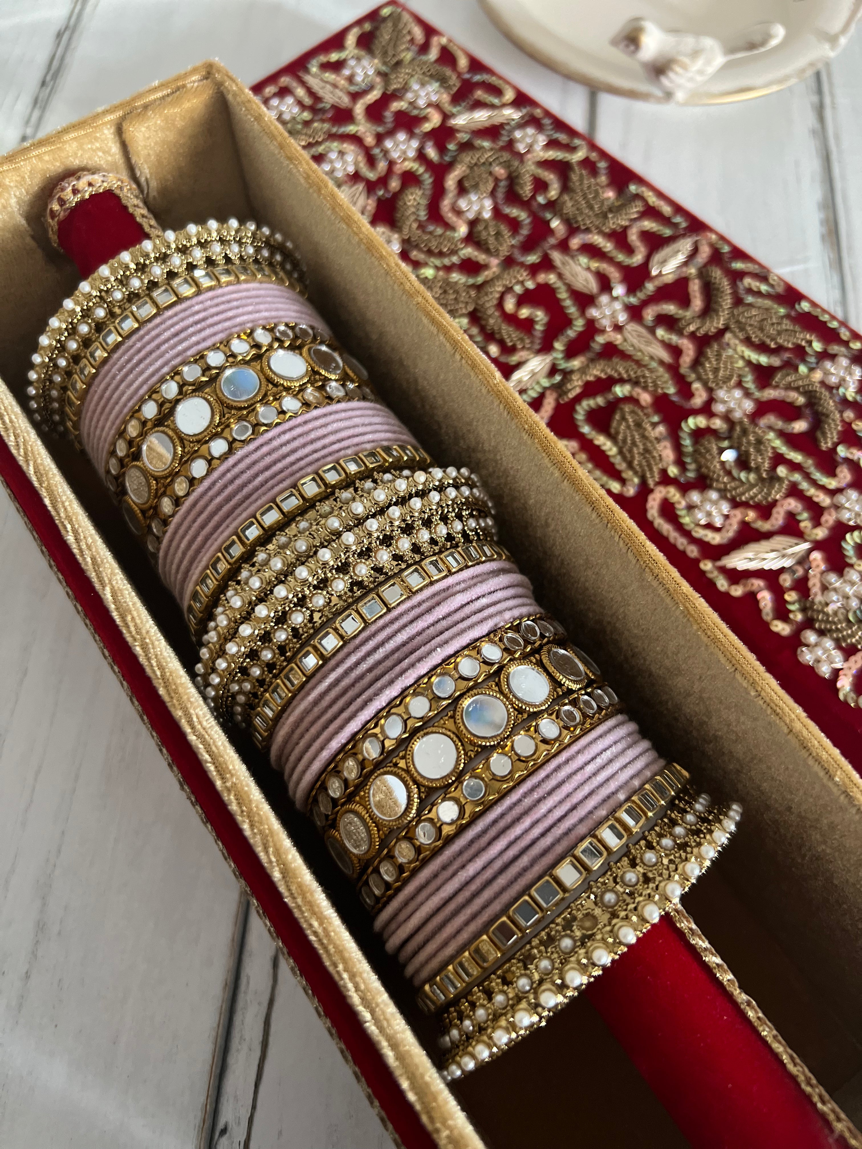 Jenny velvet & mirror bangle Set