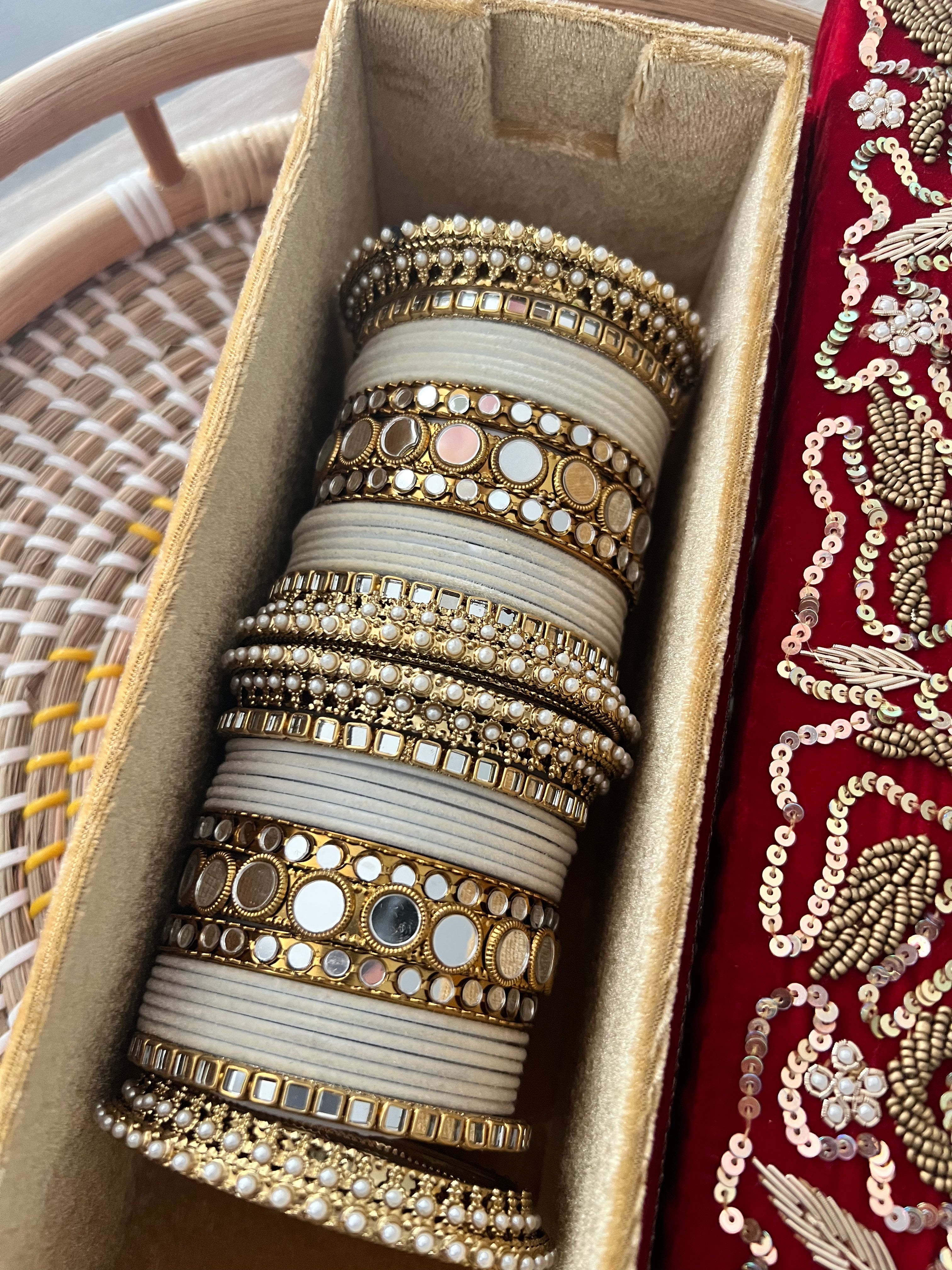 Jenny velvet & mirror bangle Set