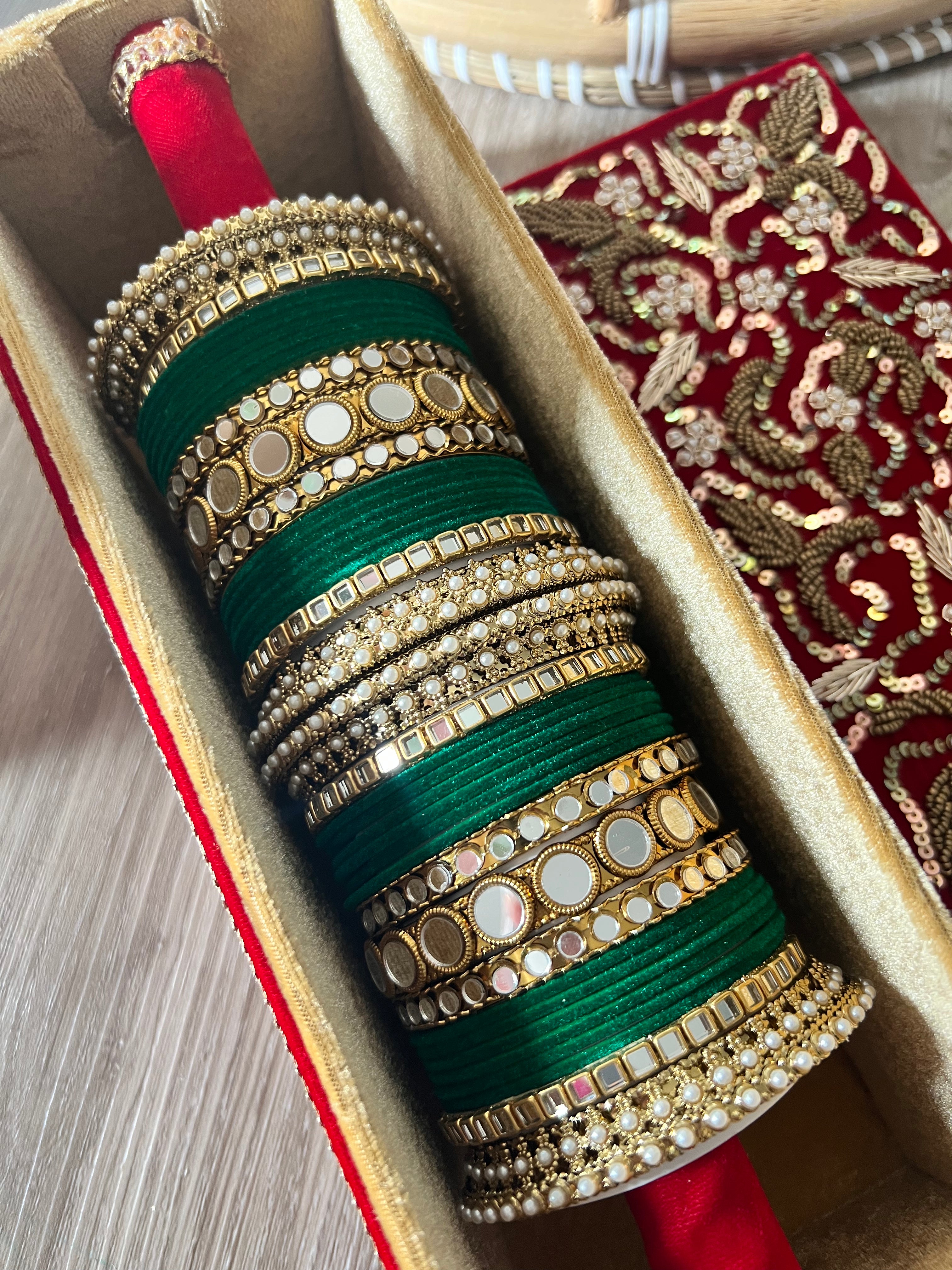 Jenny velvet & mirror bangle Set