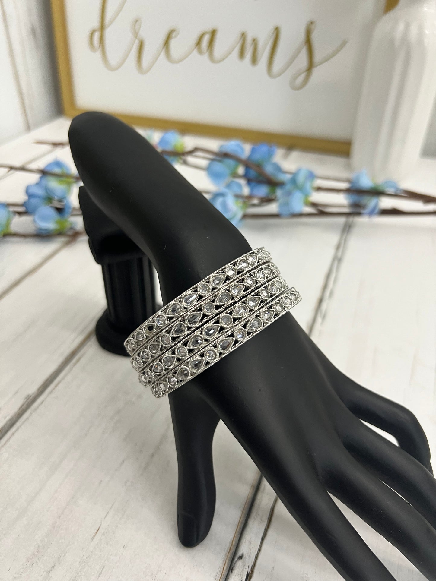 Silver polki bangles