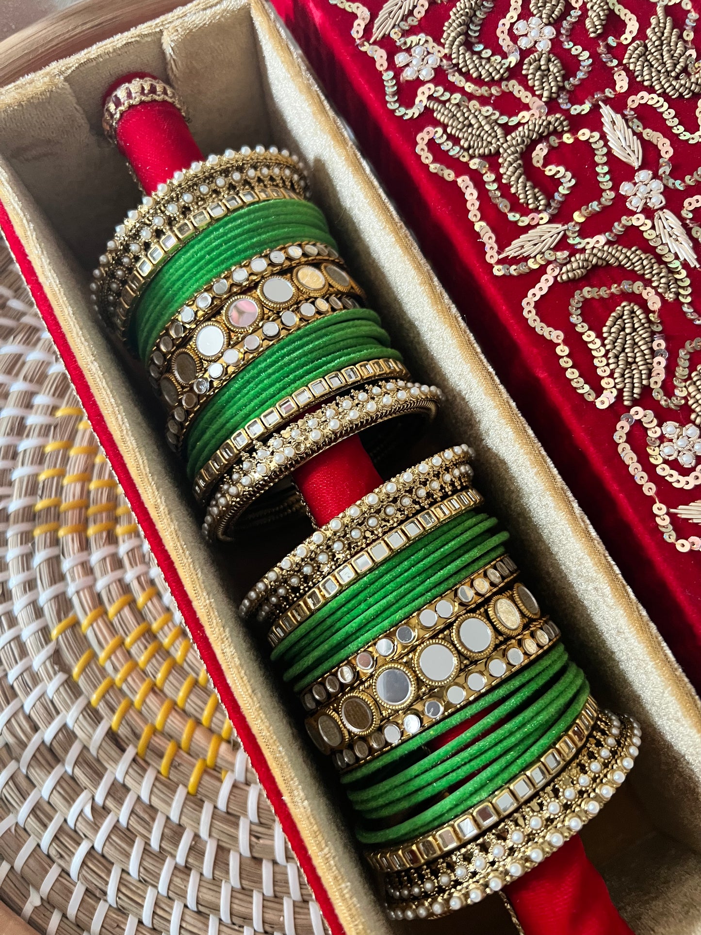 Jenny velvet & mirror bangle Set