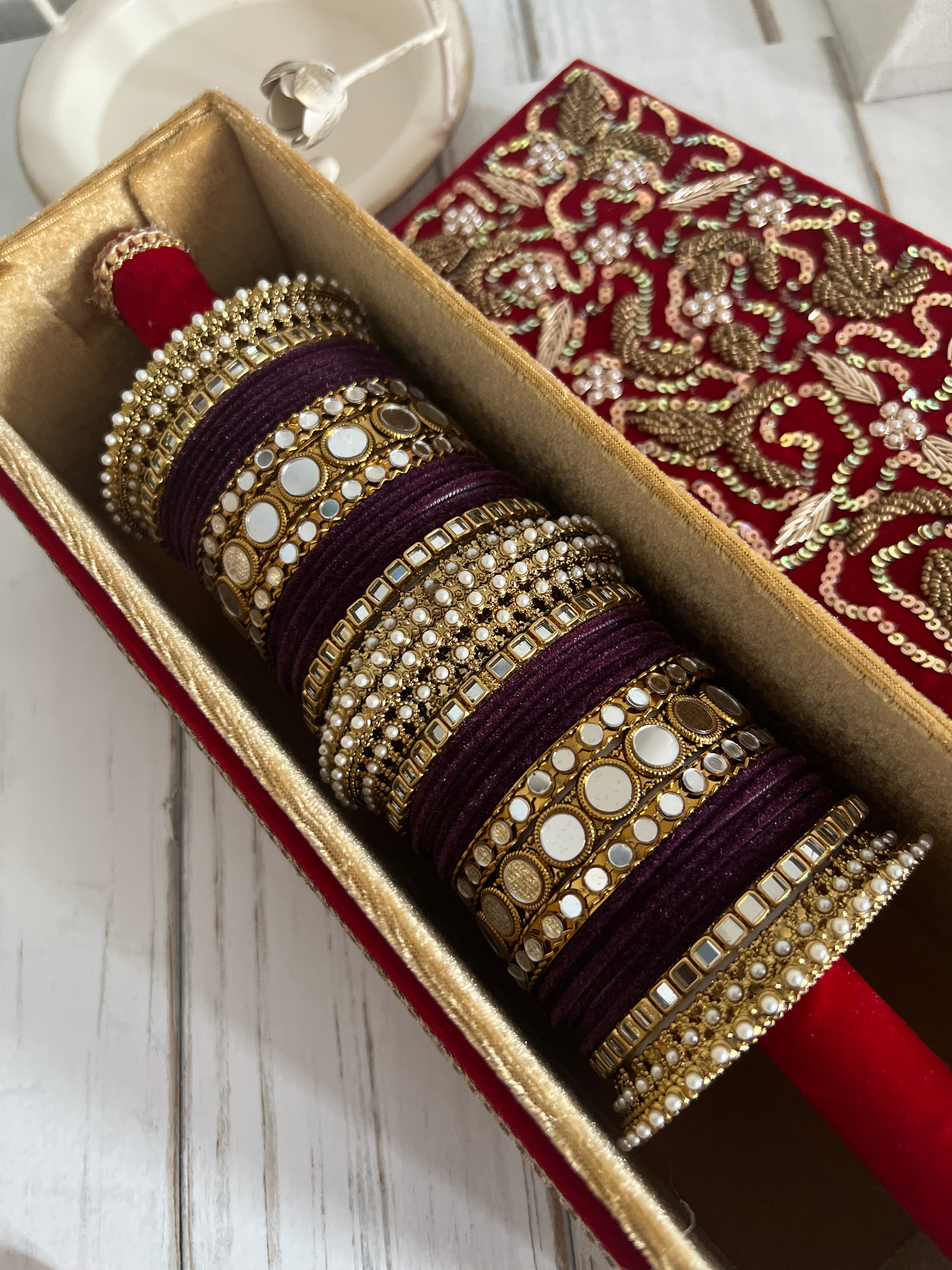 Jenny velvet & mirror bangle Set