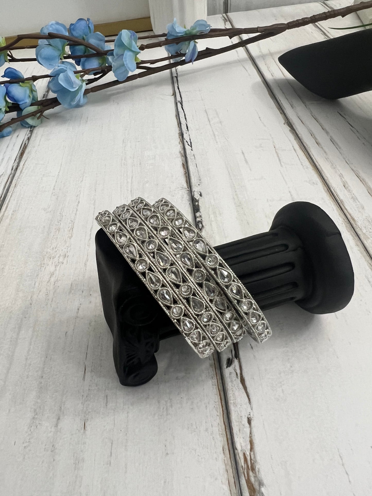 Silver polki bangles