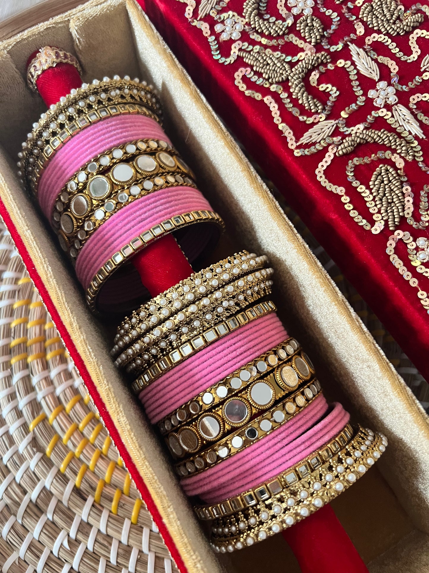 Jenny velvet & mirror bangle Set