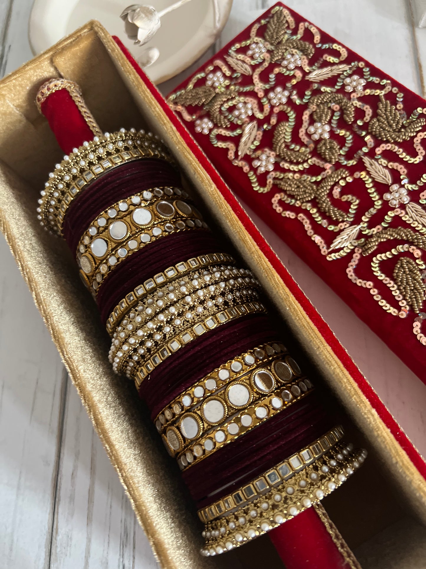 Jenny velvet & mirror bangle Set