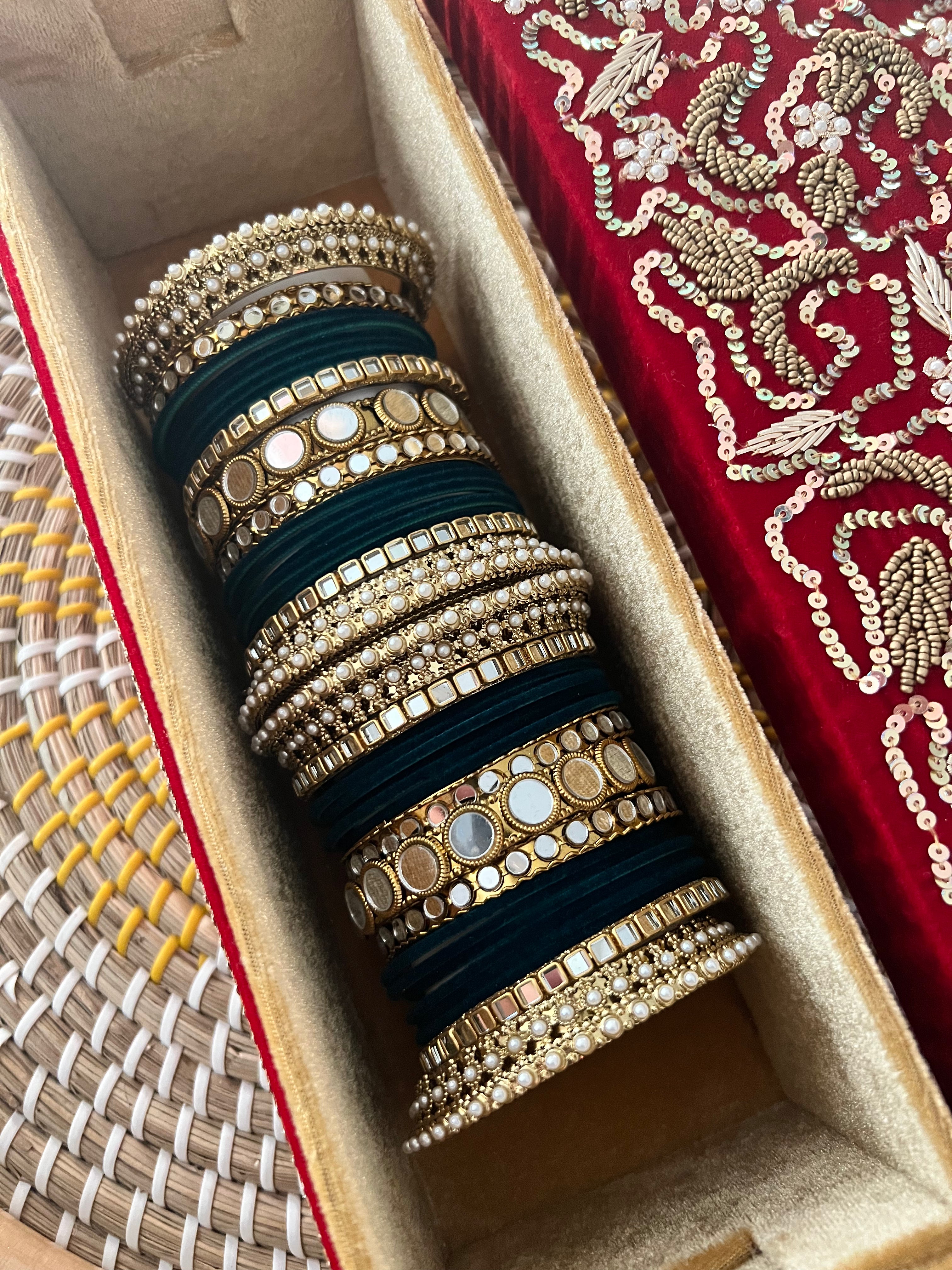 Jenny velvet & mirror bangle Set