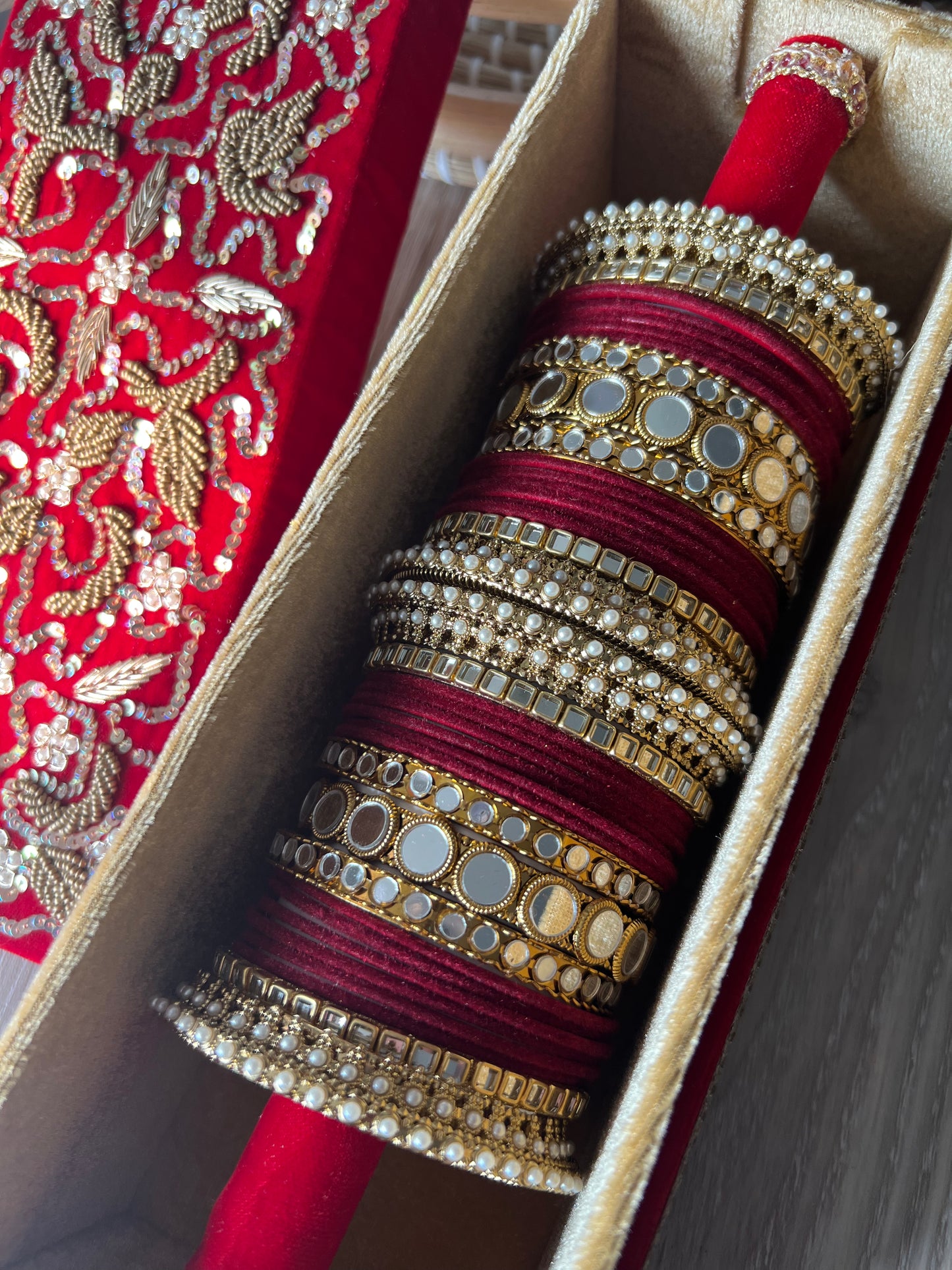 Jenny velvet & mirror bangle Set