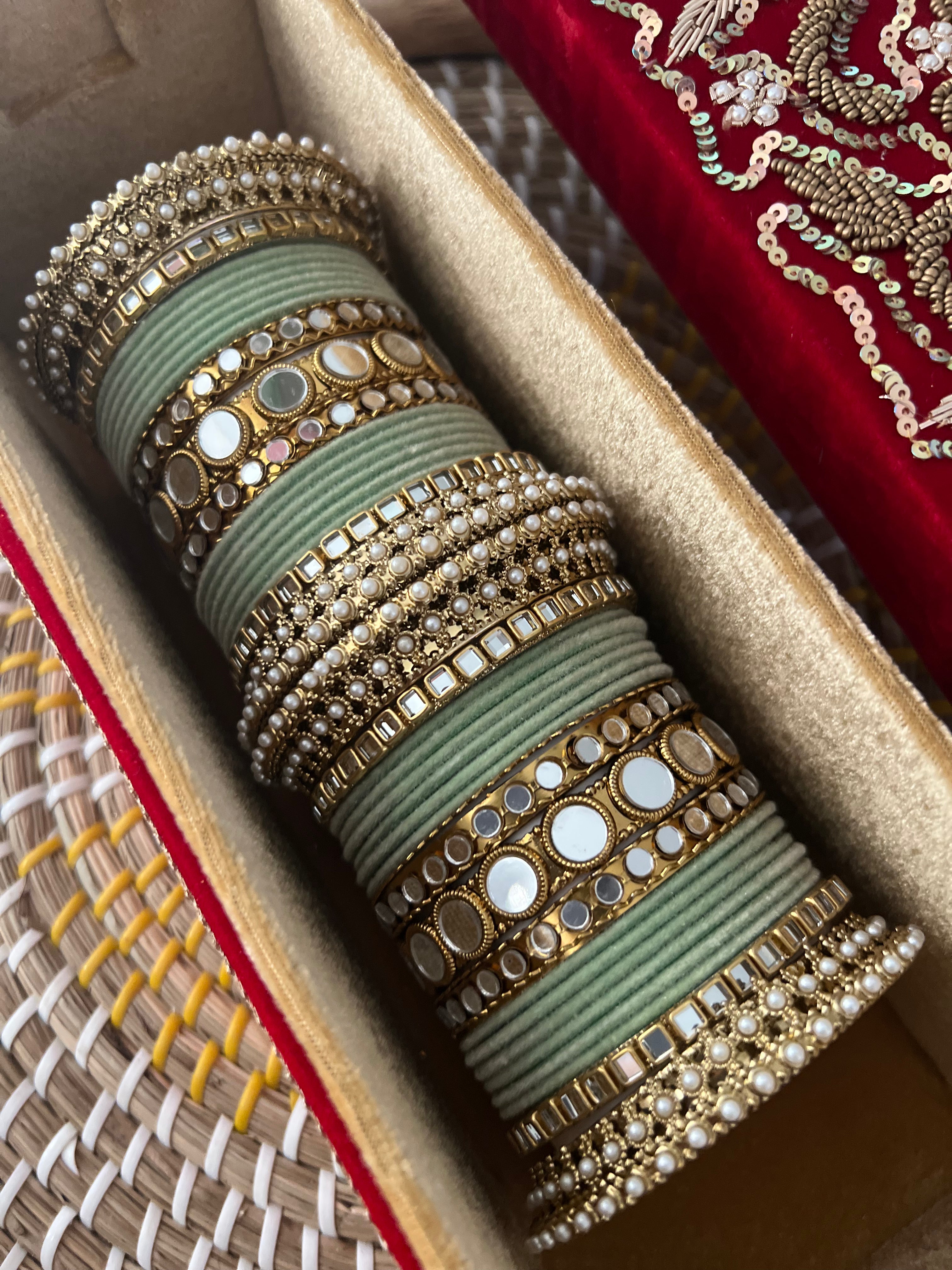 Jenny velvet & mirror bangle Set