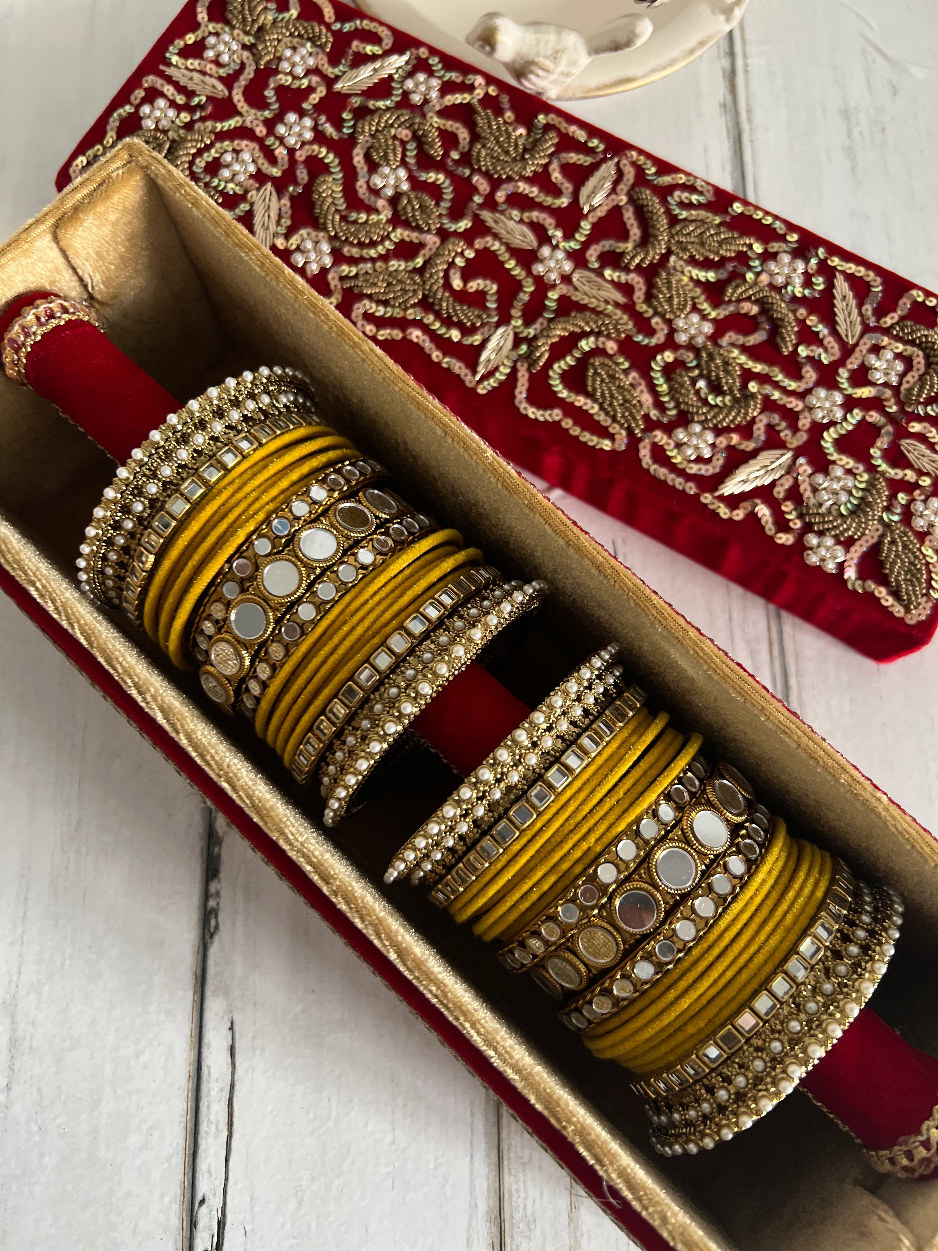 Jenny velvet & mirror bangle Set