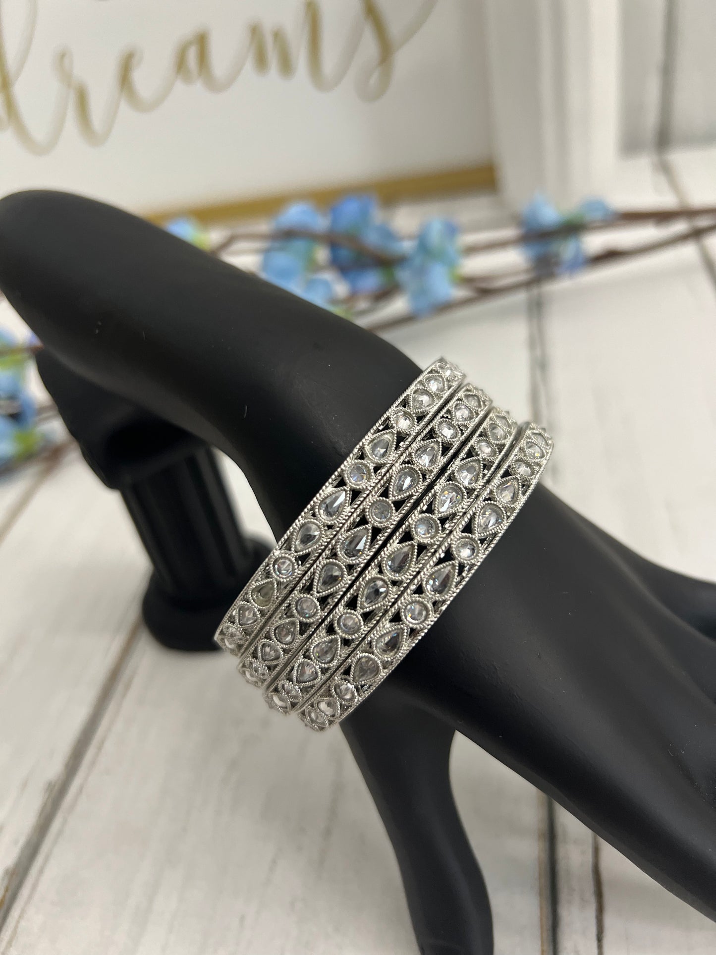 Silver polki bangles