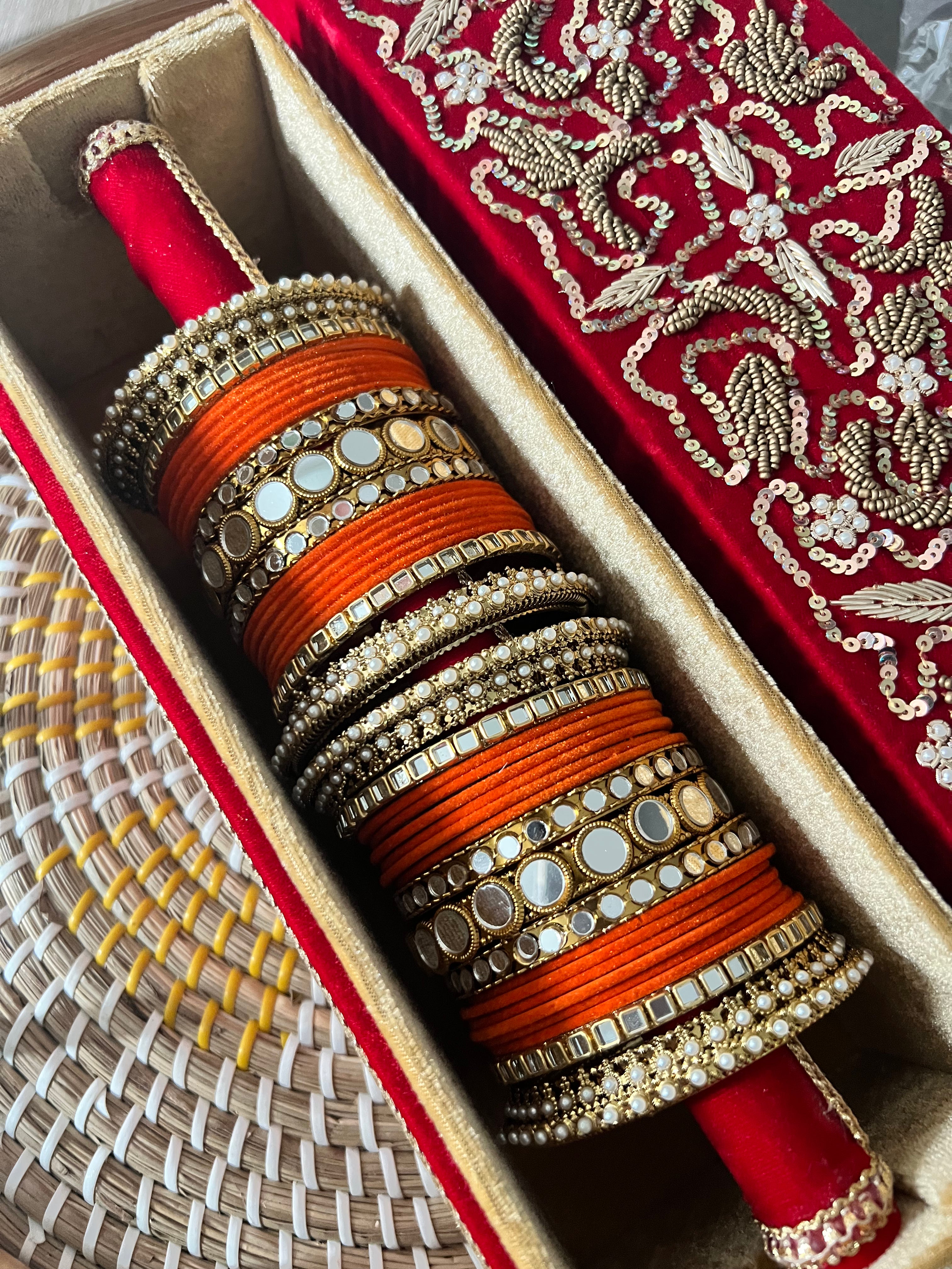 Jenny velvet & mirror bangle Set