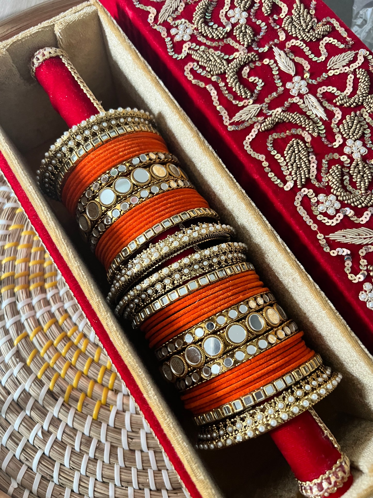 Jenny velvet & mirror bangle Set