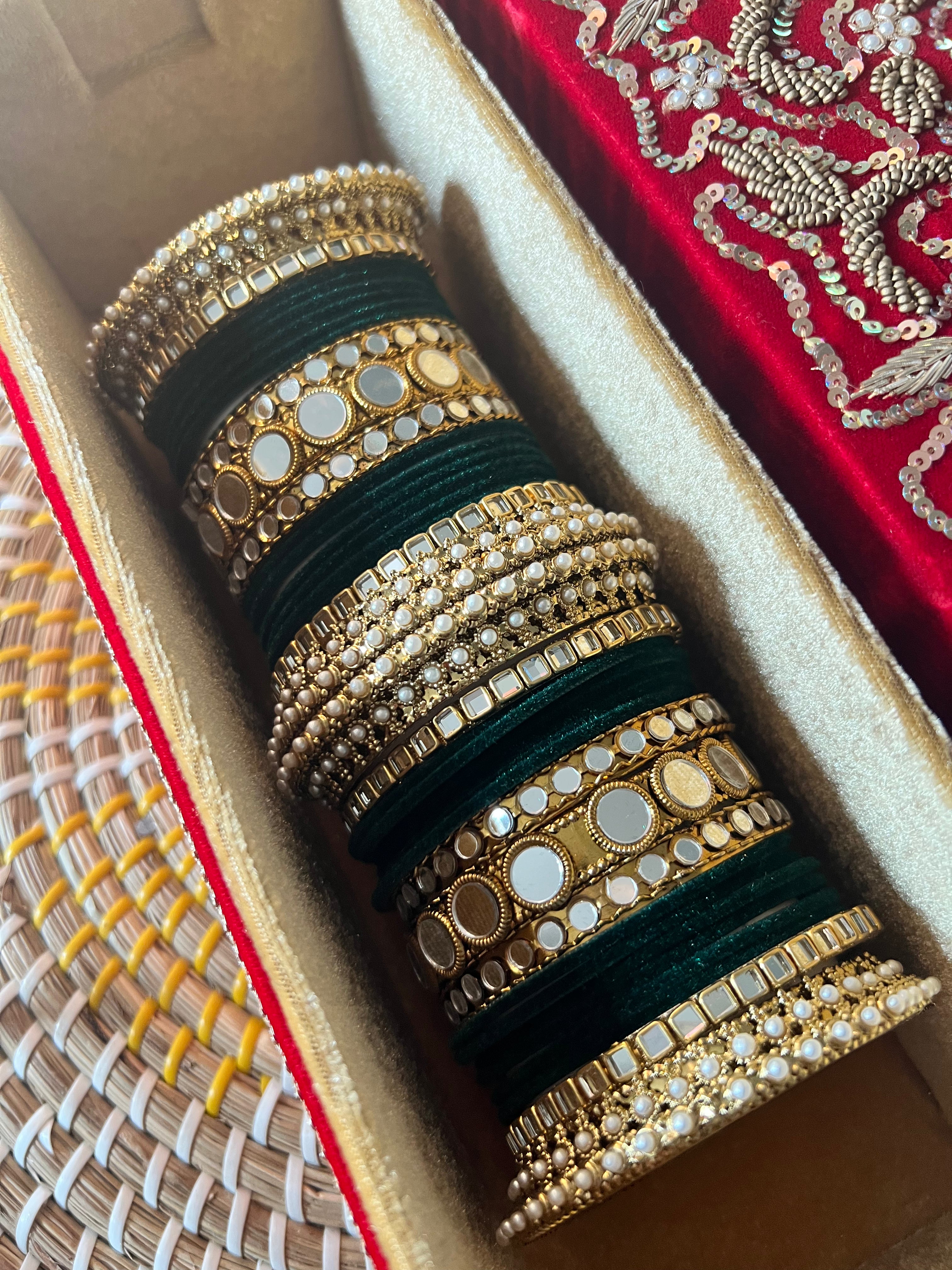 Jenny velvet & mirror bangle Set