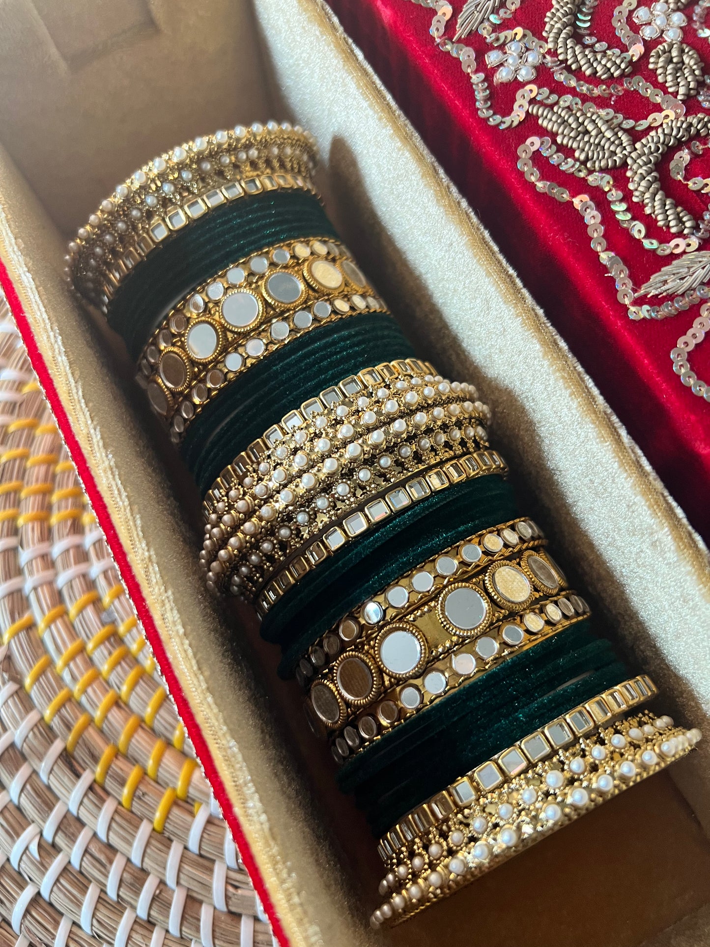 Jenny velvet & mirror bangle Set