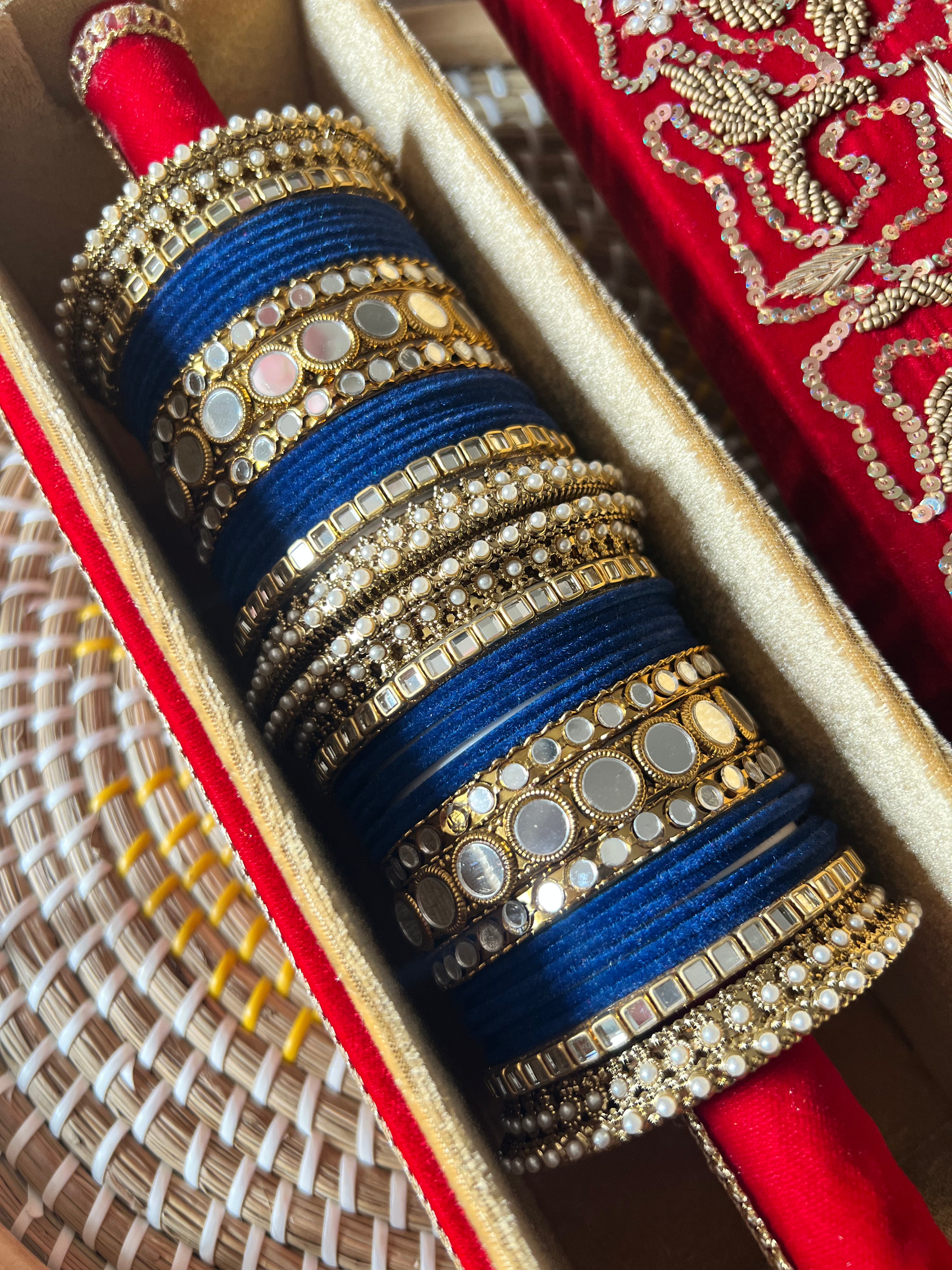 Jenny velvet & mirror bangle Set