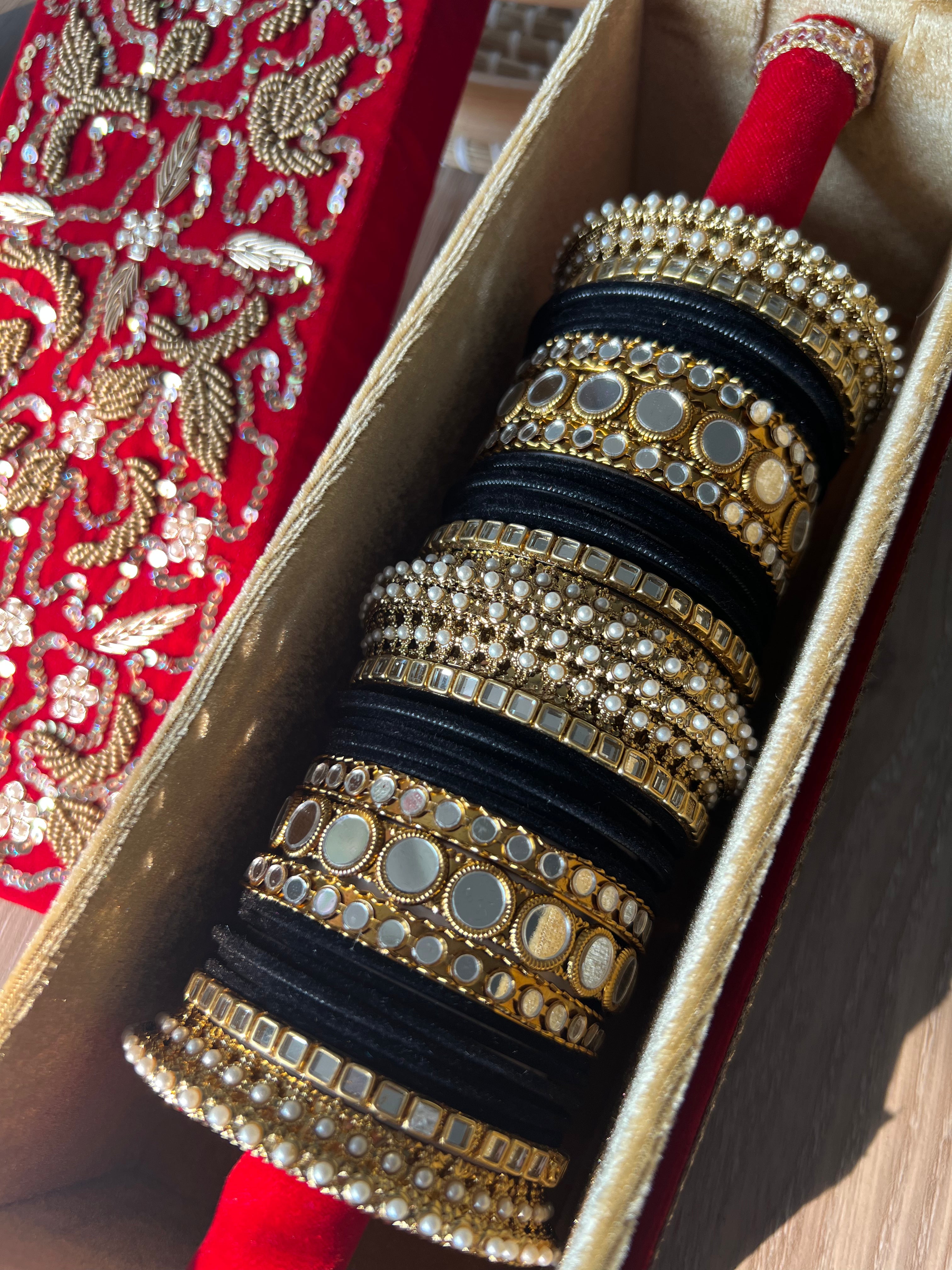 Jenny velvet & mirror bangle Set
