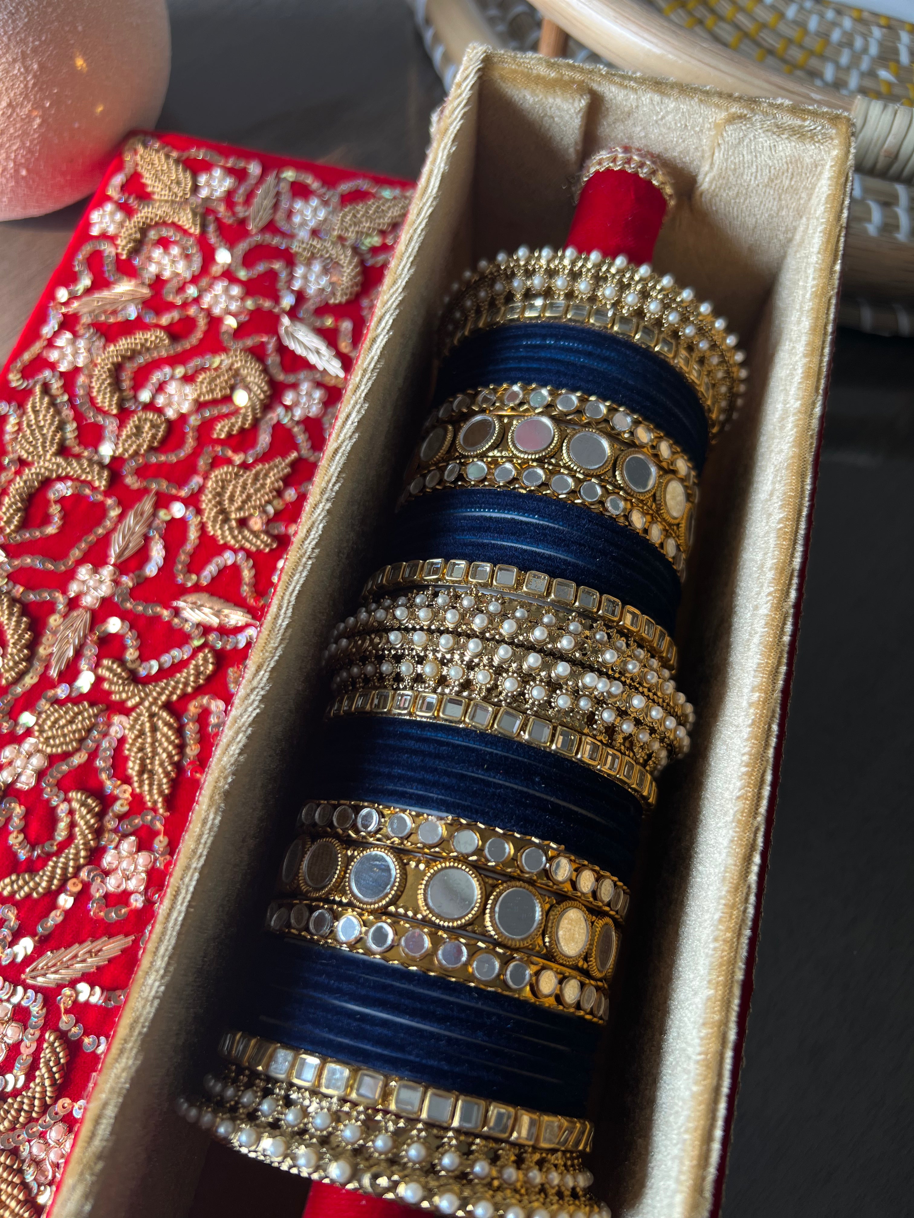 Jenny velvet & mirror bangle Set